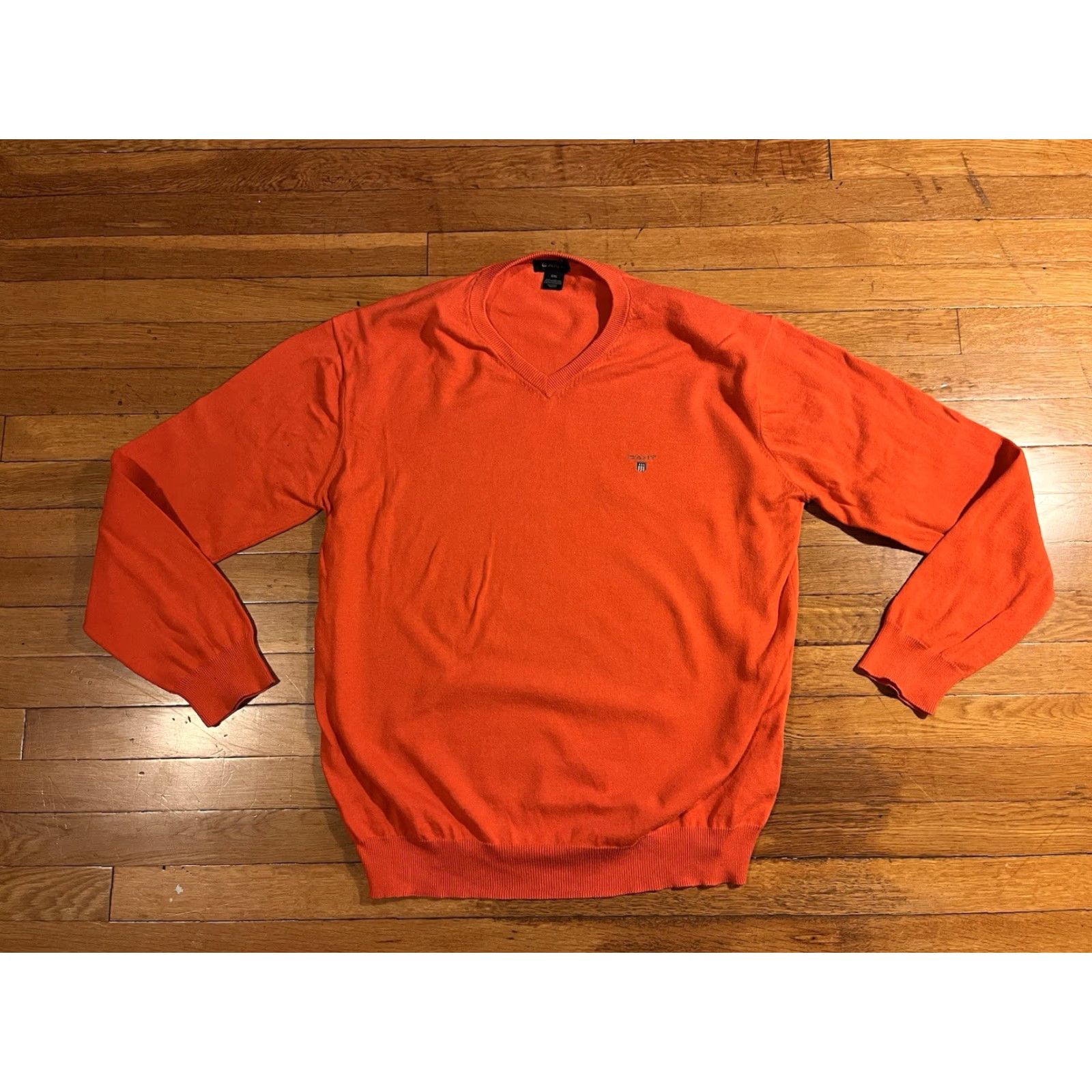 Gant VINTAGE Gant Classic Cotton V-Neck Sweater Men’s 2XL Orange Size US XXL / EU 58 / 5 - 2 Thumbnail