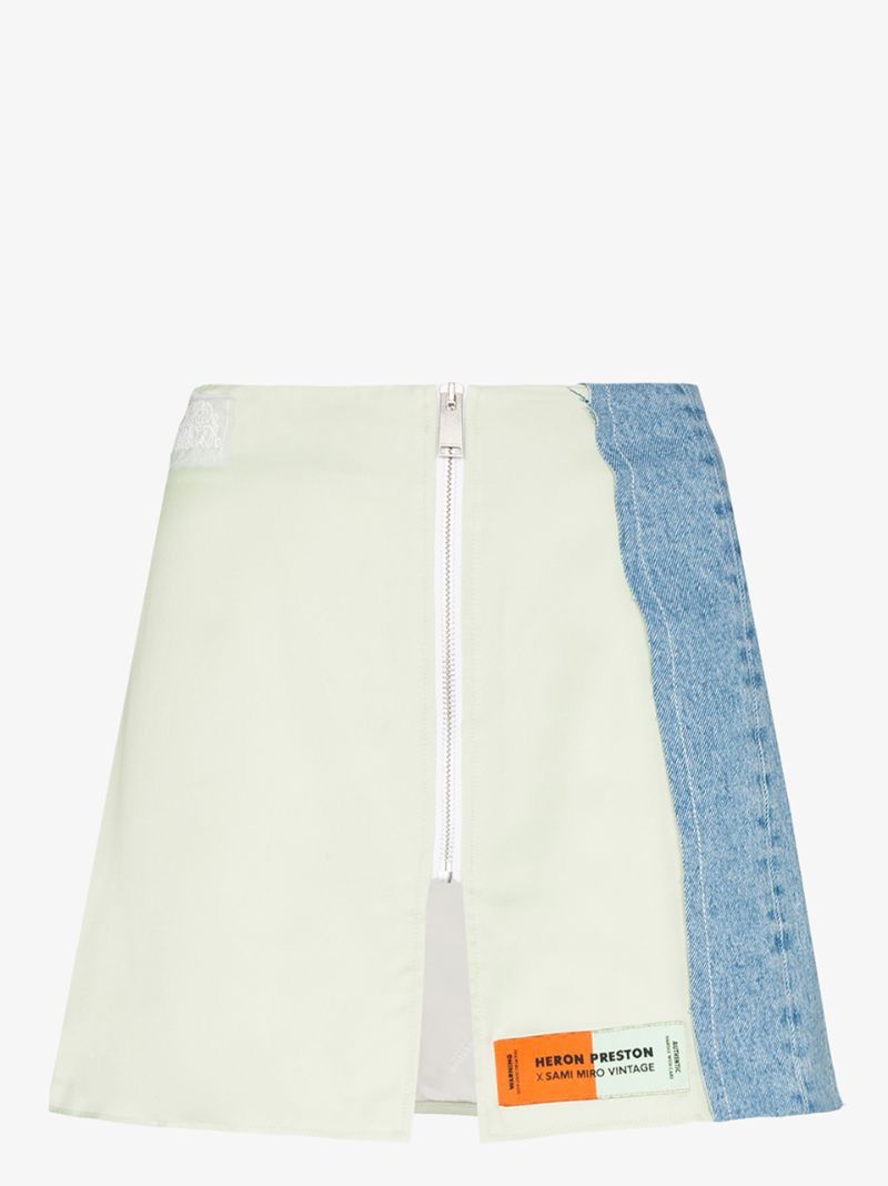 Heron Preston × SAMI MIRO VINTAGE HERON PRESTON X SAMI MIRO paneled denim mini skirt Size 26" / US 2 / IT 38 - 3 Thumbnail