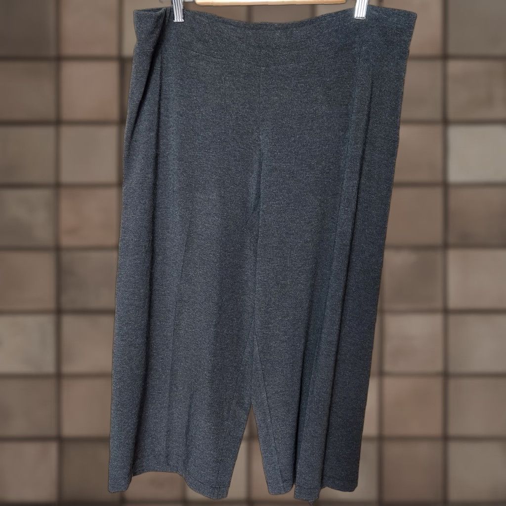 Eileen Fisher Eileen Fisher Charcoal Gray Viscose/Spandex Wide Leg Crop Pants L Women Cropped Wide-Leg Size 36" / US 14 / IT 50 - 1 Thumbnail