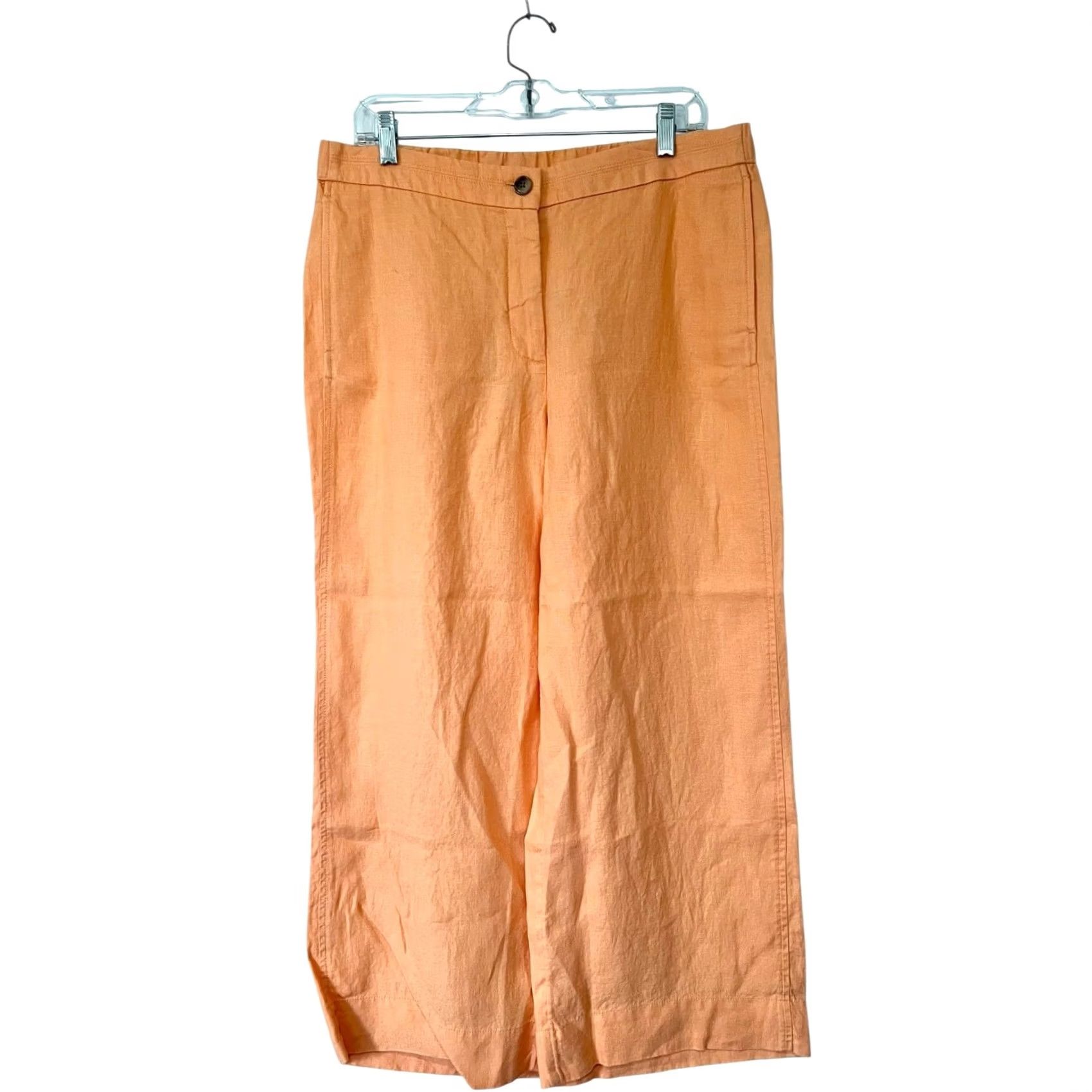 J. Jill VINTAGE J.JILL Love Linen Orange Semi Elastic Waist Wide Leg Casual Everyday Pants Sz M Size 32" / US 10 / IT 46 - 4 Thumbnail