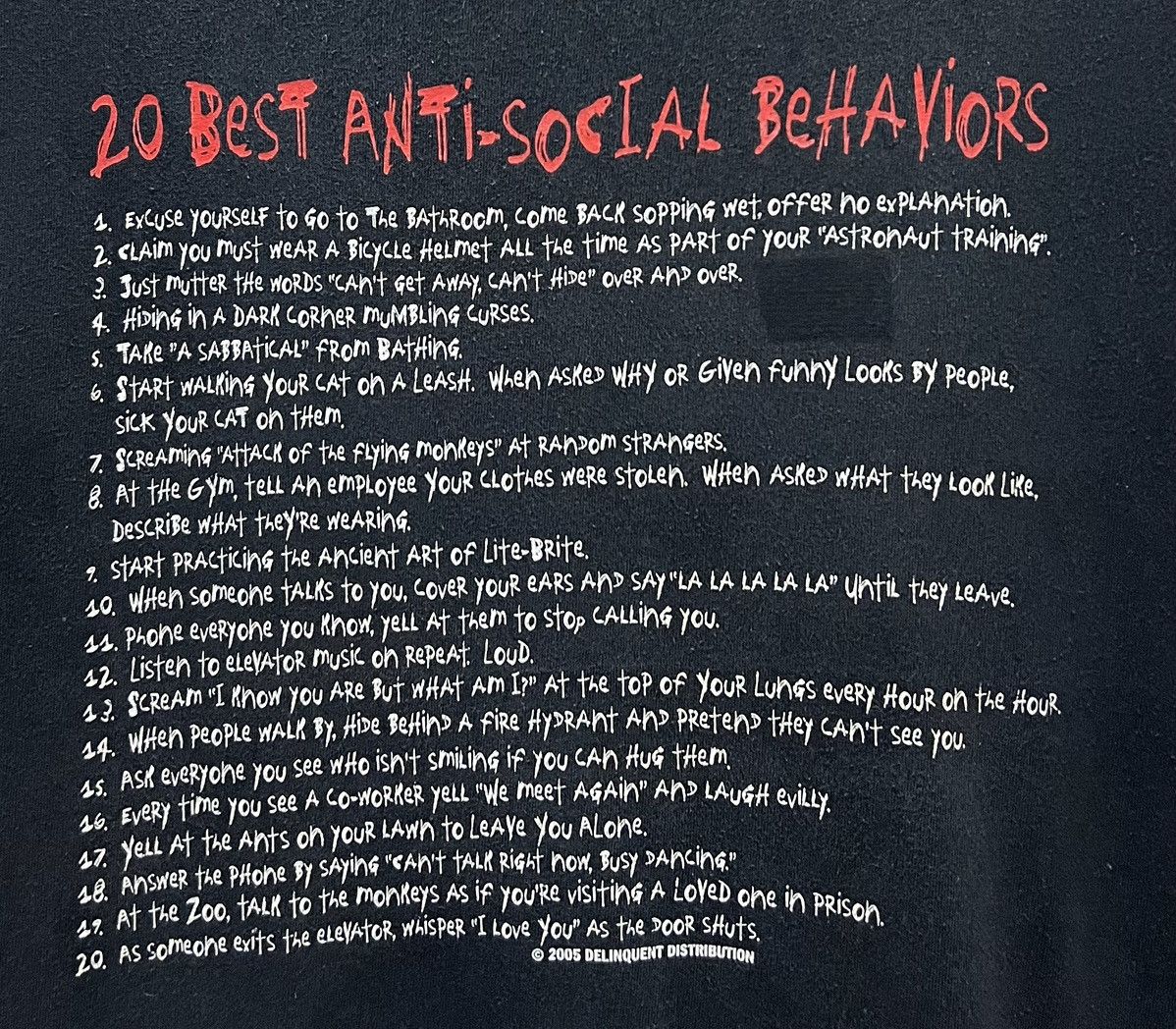 Fruit Of The Loom × Vintage FRUIT OF THE LOOM 20 BEST ANTI-SOCIAL BEHAVIORS SHIRT Size US L / EU 52-54 / 3 - 3 Thumbnail