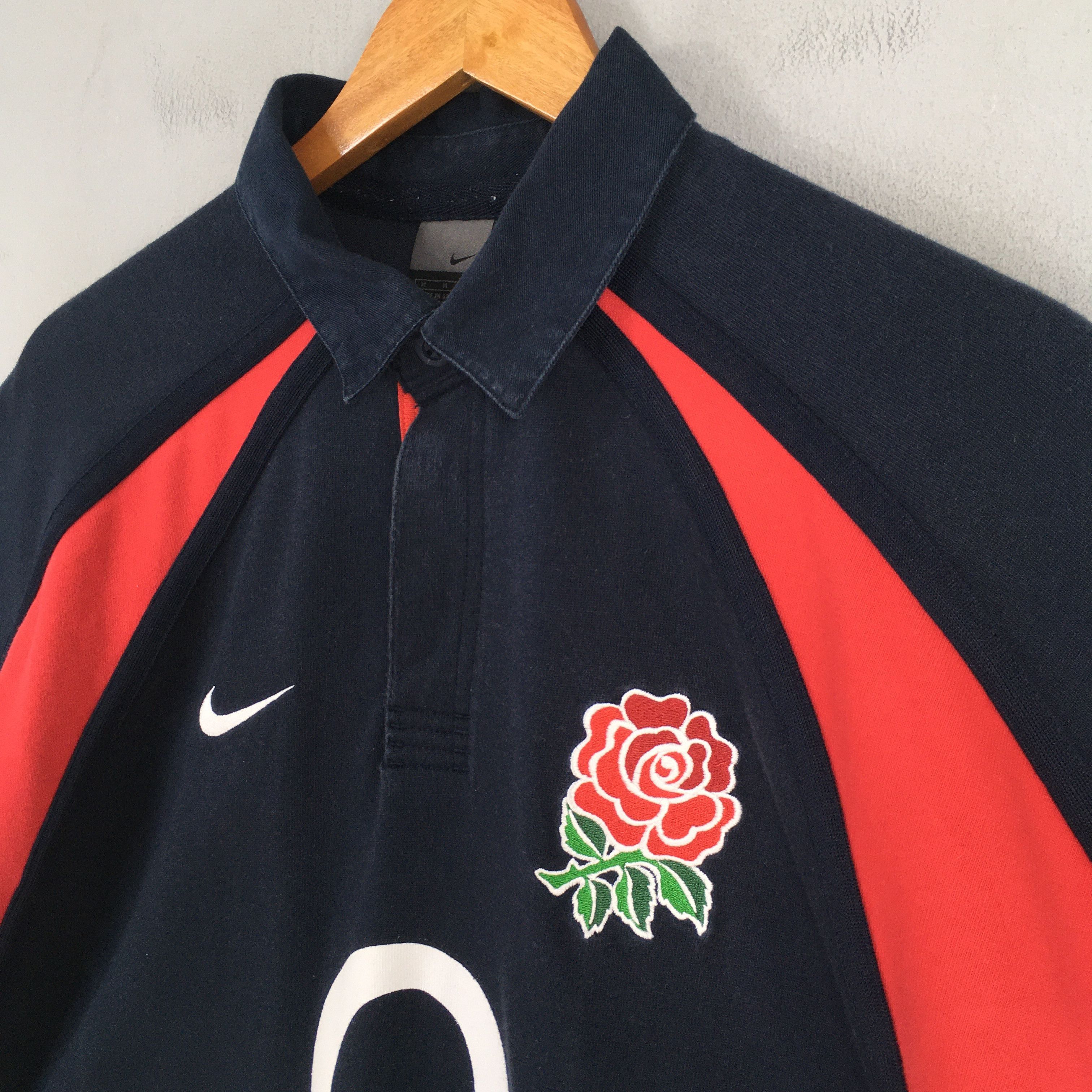 Nike × Vintage Y2K Nike O2 England Rugby Jersey Black Polo Rugby Shirt Size US M / EU 48-50 / 2 - 3 Thumbnail