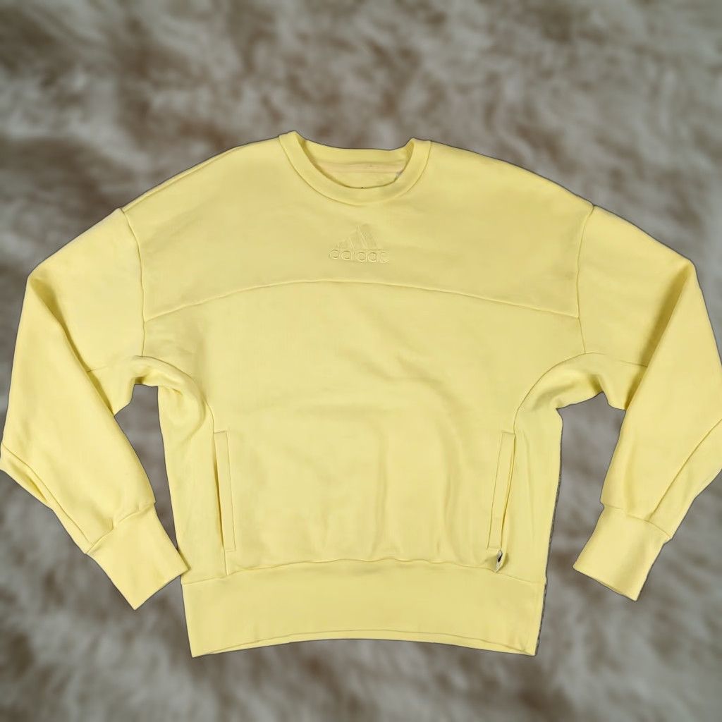 Adidas Adidas Mens Medium Yellow Sweater Pullover Sweatshirt Casual Stained Size US M / EU 48-50 / 2 - 1 Thumbnail