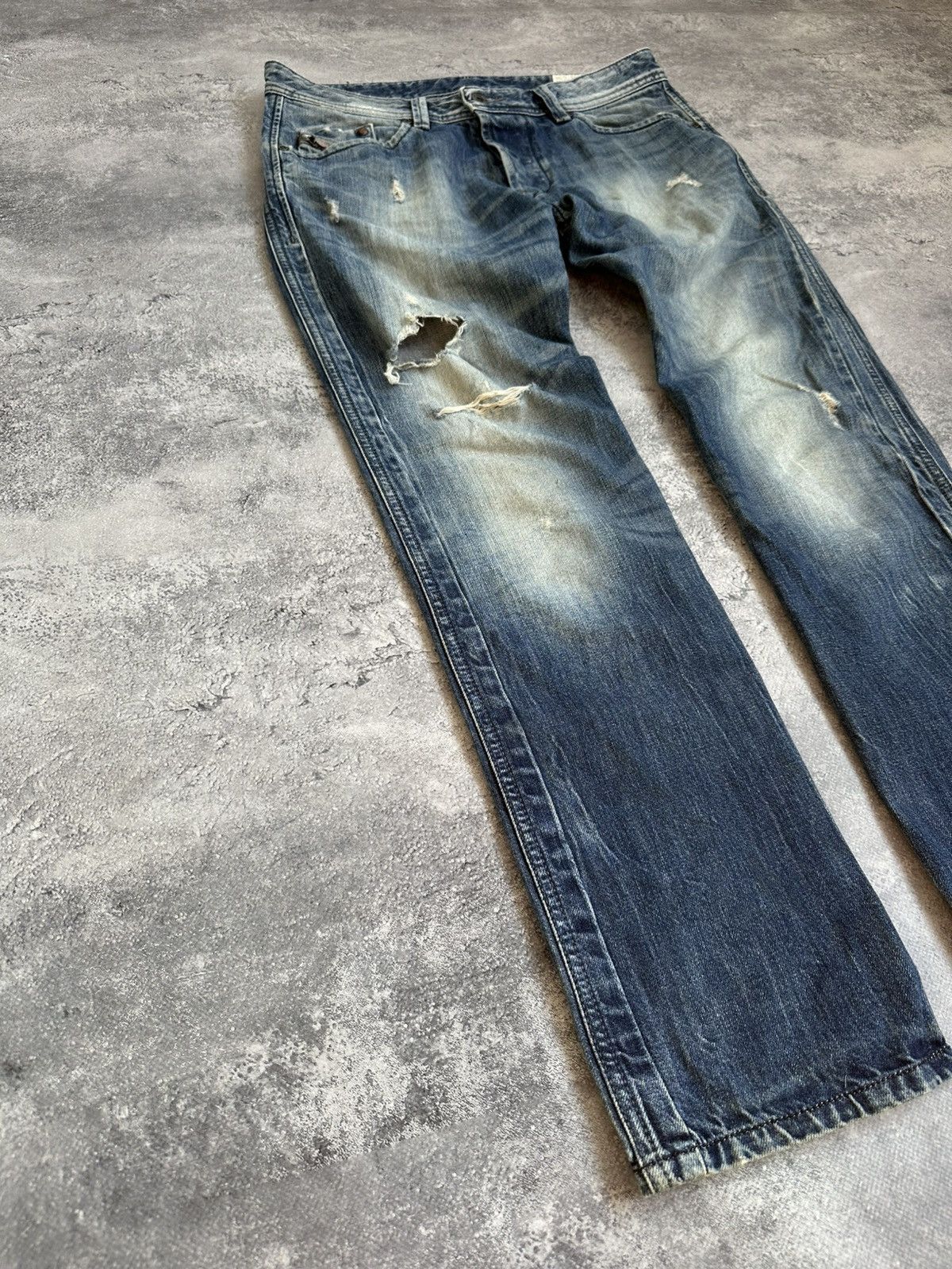 Diesel Vintage Diesel Distressed Ripped Denim Jeans Japanese Stripe Size US 31 - 2 Thumbnail