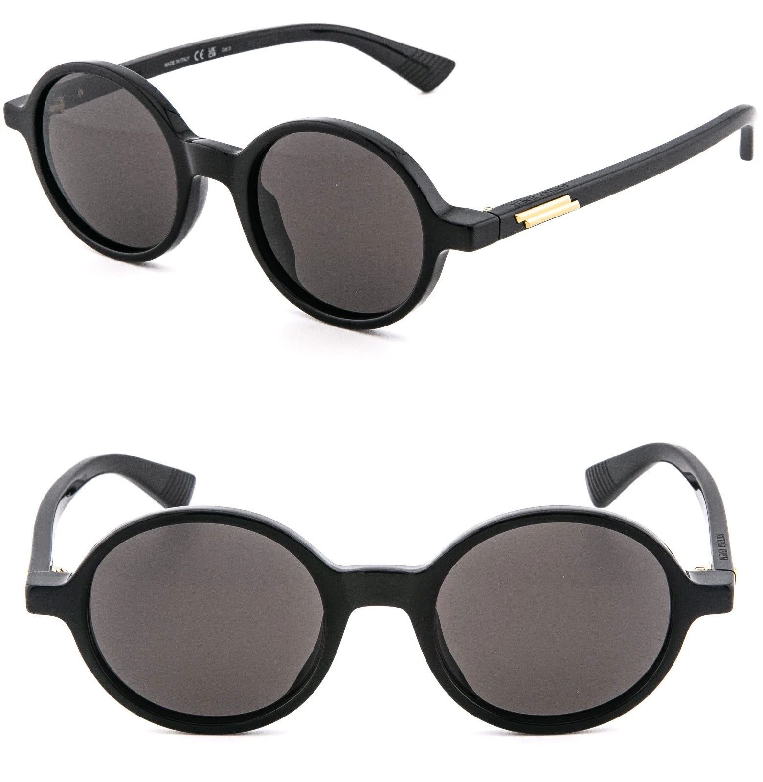 Bottega Veneta BOTTEGA VENETA 1430 BV1430S Black Classic Round Sunglass 001 Size ONE SIZE - 1 Thumbnail