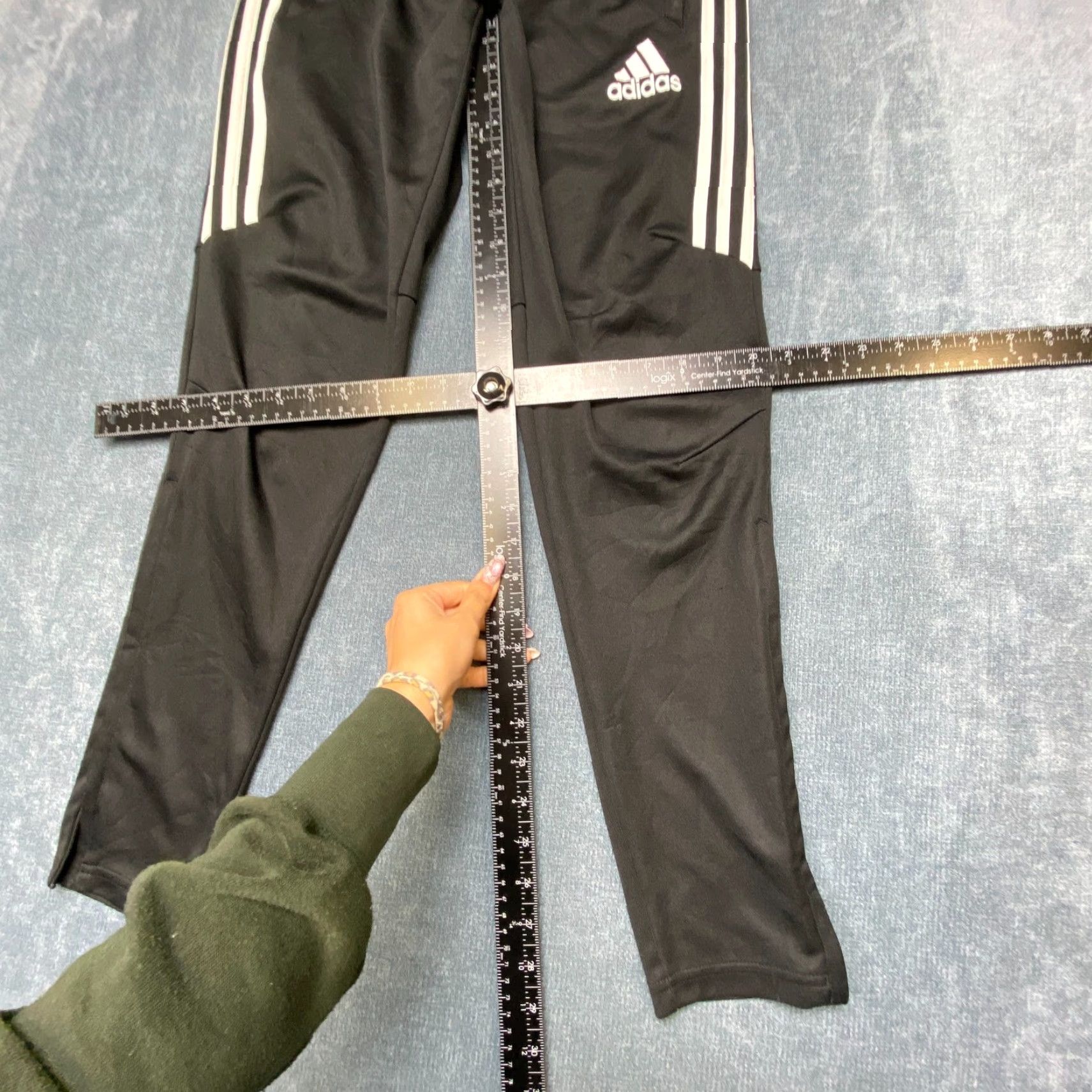 Adidas Adidas Track Pants Mens Small Black Stripes Ankle Zip Skinny Leg Performance Pockets Gym & Training Running & Jogging Walking Size US 29 - 7 Thumbnail