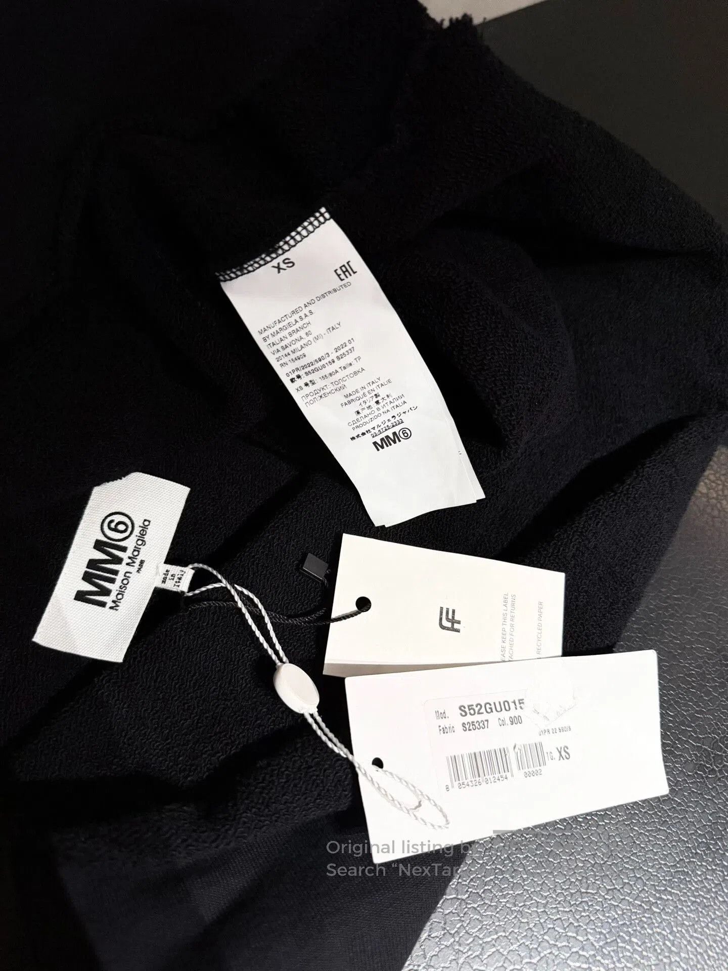 MM6 MM6 21FW Maison Margiela Black Cropped Hoodie. Size XS / US 0-2 / IT 36-38 - 3 Thumbnail