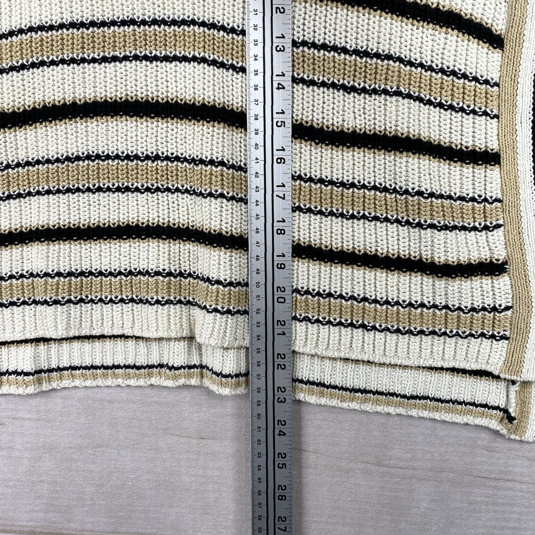 Vintage Max Studio Sweater Womens S Cable-Knit Dolman Sleeve Roll Neck Stripe Pullover Brown Cream Size S / US 4 / IT 40 - 3 Thumbnail