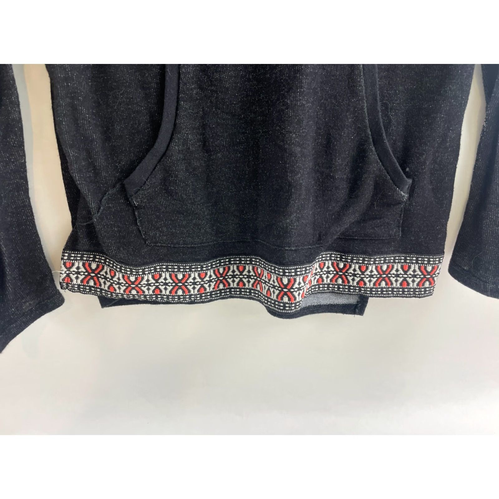 Vintage Maurices Sweater Women's Size Medium Black V-Neck Hoodie Long Sleeve Drawstring Pullover Size L / US 10 / IT 46 - 4 Thumbnail