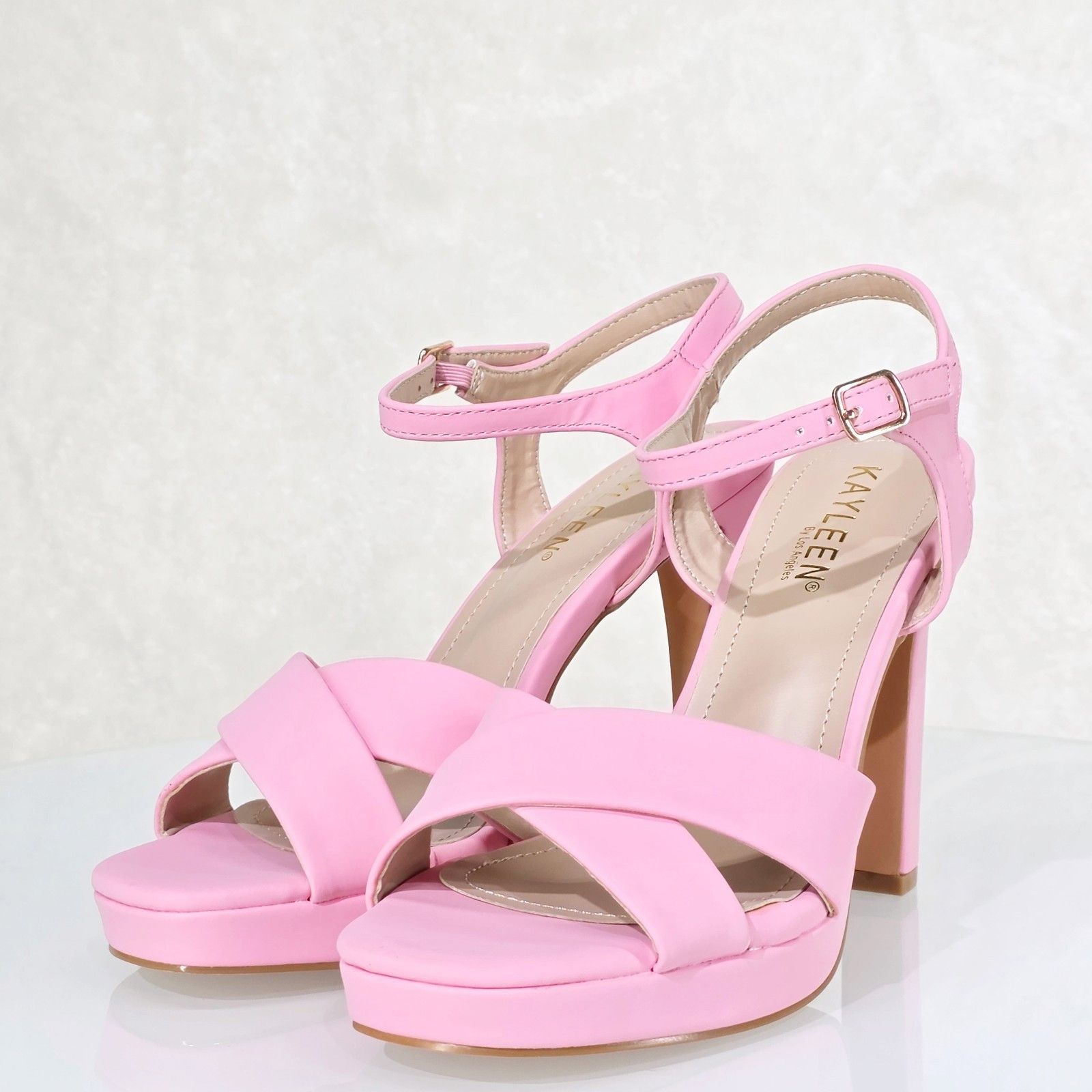Other Pretty Pink Matte High Heels Ankle Strap Open Toe Sandals Sh Size US 7.5 / IT 37.5 - 7 Thumbnail