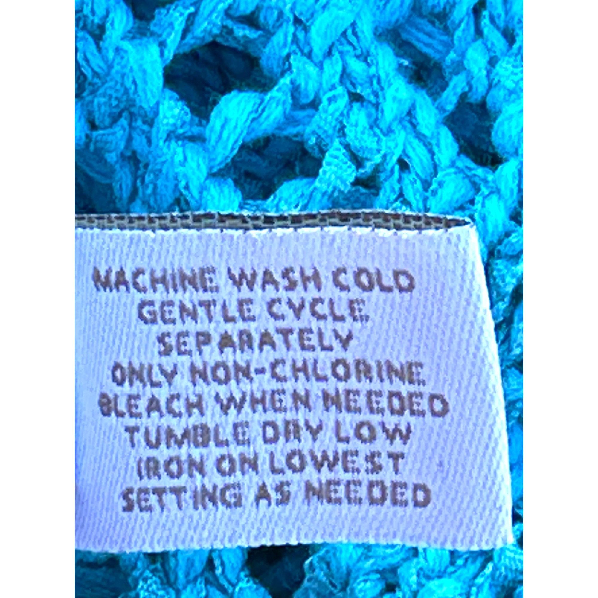 Chicos Chicos Halo Open Knit Riviera Pullover Aqua Blue Short Sleev Size L / US 10 / IT 46 - 6 Thumbnail