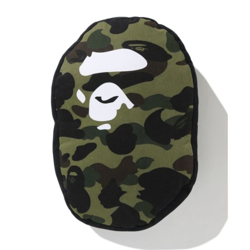 image of Bape 1St Camo Ape Head Cushion in Green, Men's