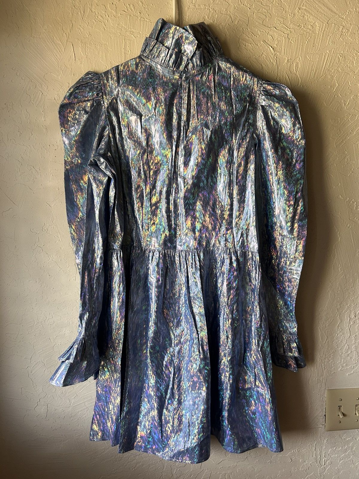 Batsheva Batsheva Holographic Ruffle Mini Dress Size L / US 10 / IT 46 - 3 Thumbnail