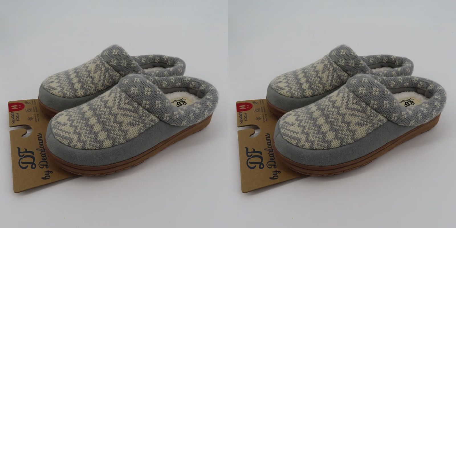 Vintage Dearfoams Slipper Women Medium 7-8 Gray Knit Memory Foam Indoor Outdoor Slip-On New Size M / US 6-8 / IT 42-44 - 9 Thumbnail