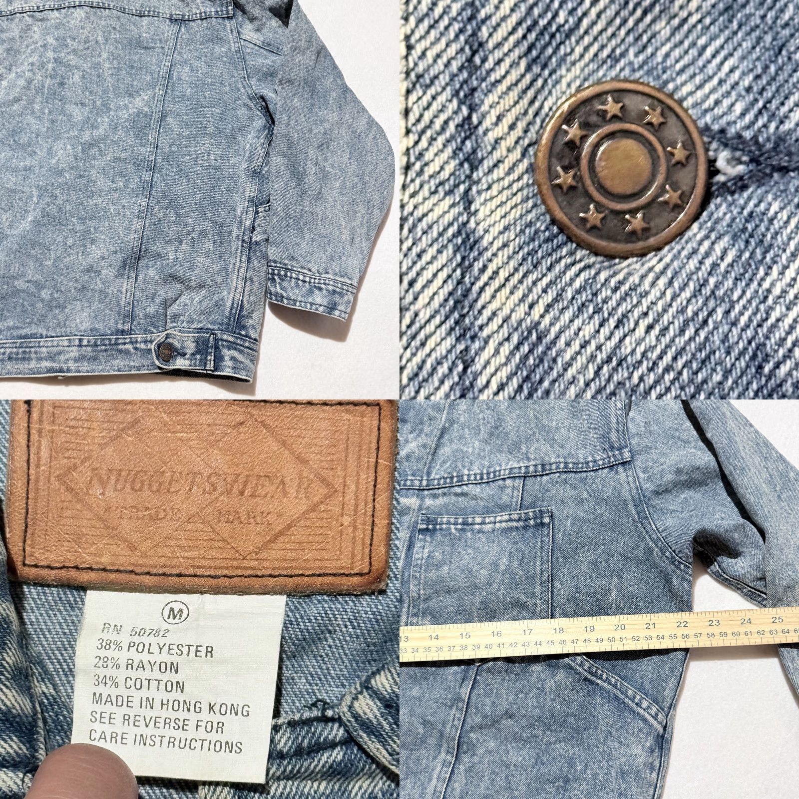 Denime VINTAGE Nuggets Wear Trucker Jacket Blue Acid Wash Denim Oversized Retro Y2K - Medium Mens Jacket Size US M / EU 48-50 / 2 - 8 Thumbnail