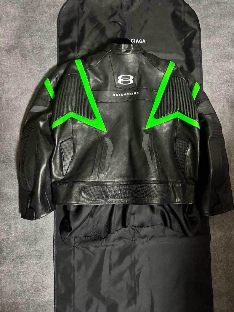 Balenciaga Balenciaga Racer Jacket Black Green Leather-2505 | Grailed
