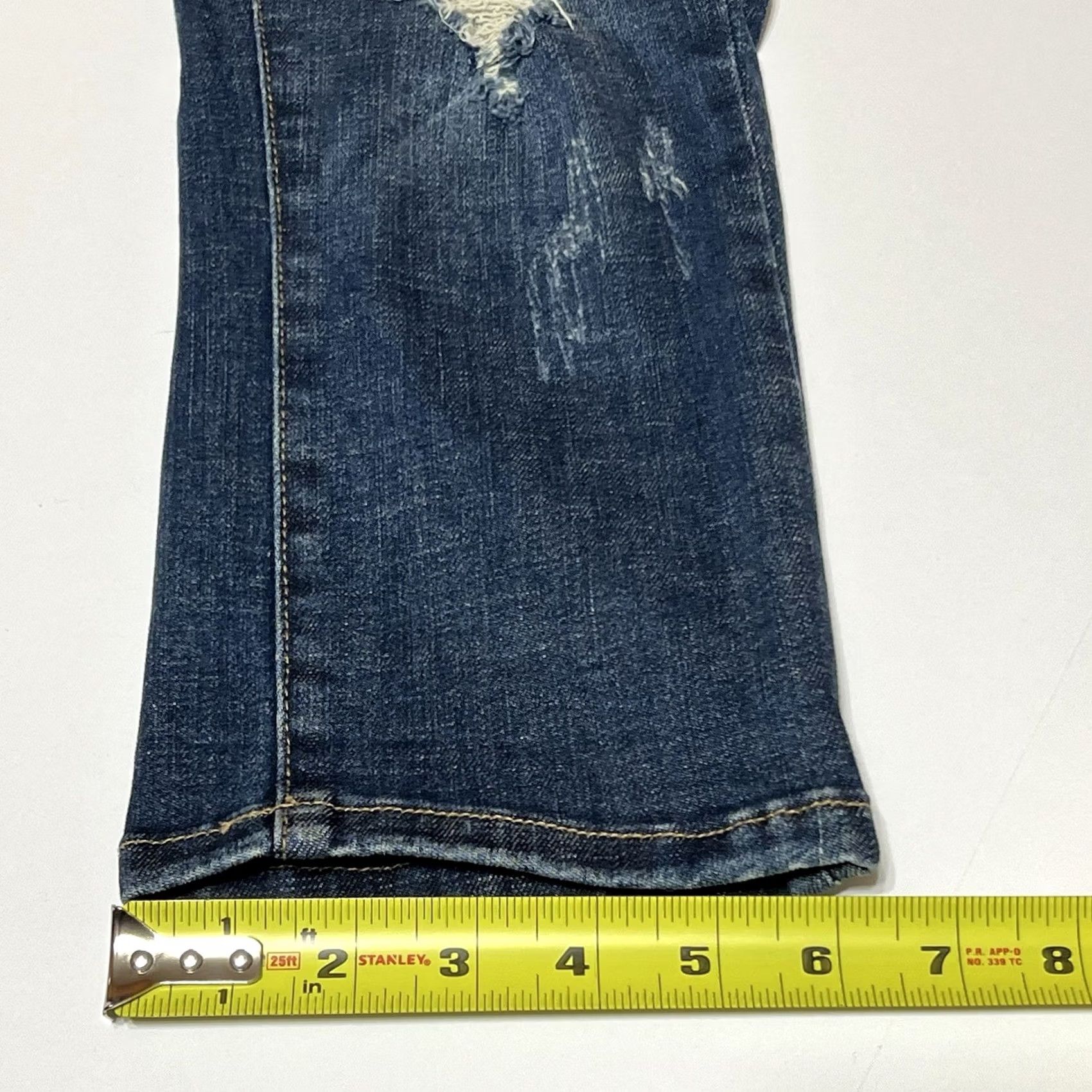 Denime Judy Blue Jeans Womens Capri Regular Stretch Distressed Blue 27x21 5-Pocket Denim High Rise Capris Size 27" / US 4 / IT 40 - 7 Thumbnail