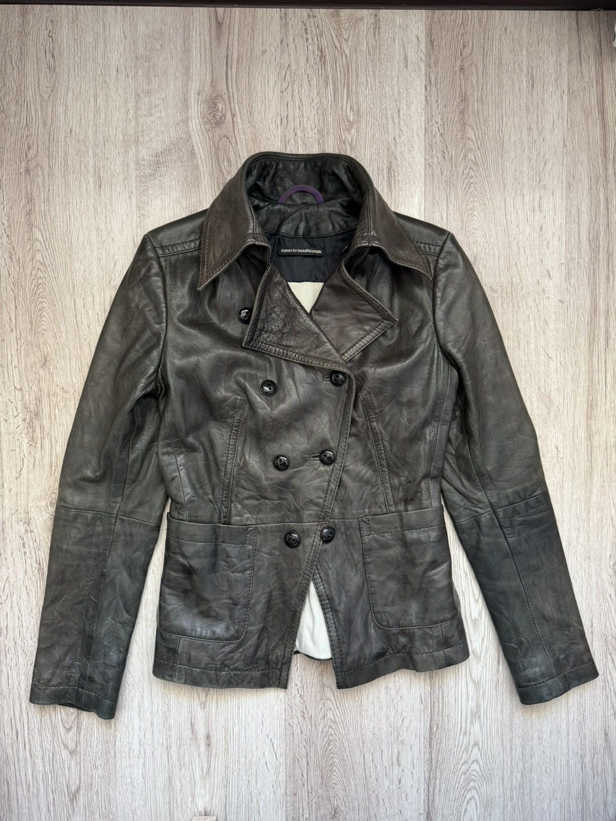 DRYKORN Drykorn NAKY Leather Jacket Ws Size 2 Green Double Breasted Size S / US 4 / IT 40 - 1 Thumbnail