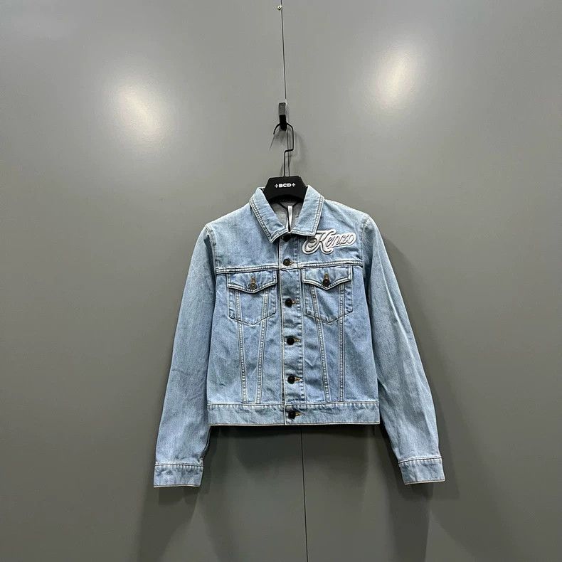 Kenzo KENZO Blue water-washed letter embroidery denim jacket Size XS / US 0-2 / IT 36-38 - 1 Thumbnail