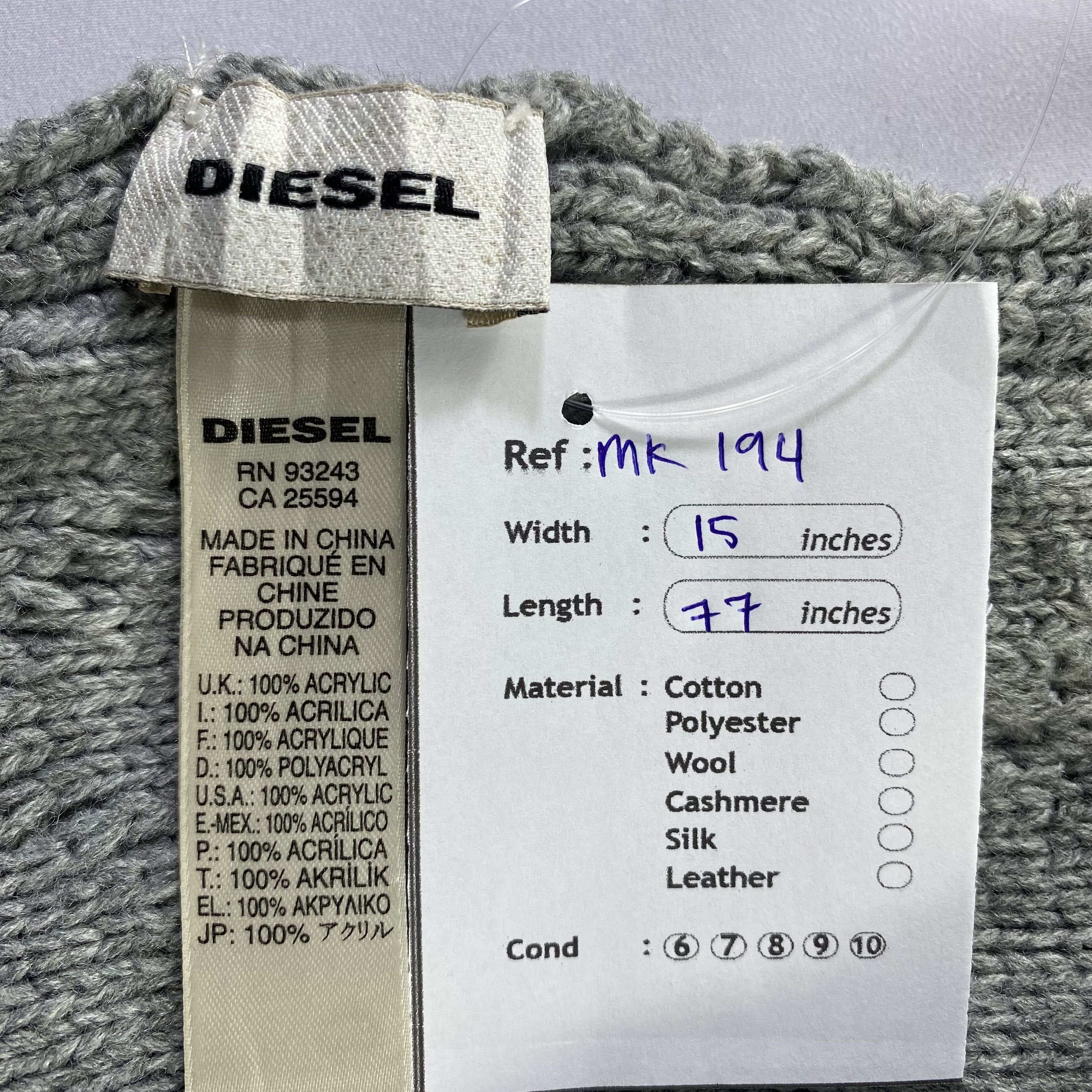 Diesel Cable Knit Diesel Scarf Neck Wrap Knitted Muffler Size ONE SIZE - 9 Thumbnail