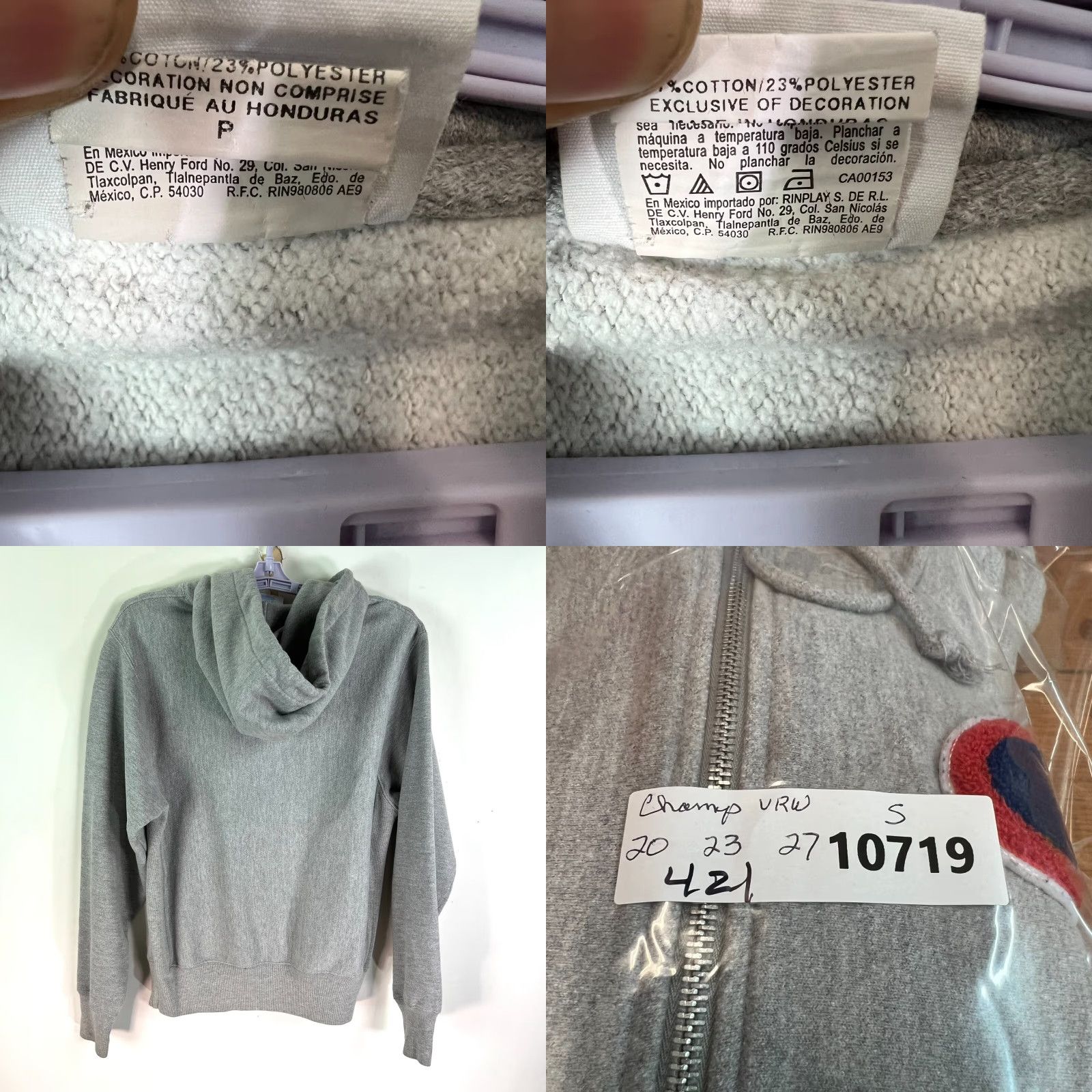 Champion VINTAGE Champion Reverse Weave Hoodie Gray Full Zip Adult Small Big C Patch Reversible Zip Hooded Sports 90s Mens Size US S / EU 44-46 / 1 - 8 Thumbnail