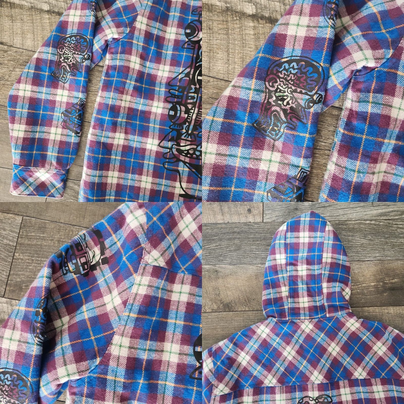 Vintage Killer Acid Shacket Jacket Mens Medium Hoodie Flaid Plaid Trippy Psychedelic Flannel Size US M / EU 48-50 / 2 - 9 Thumbnail