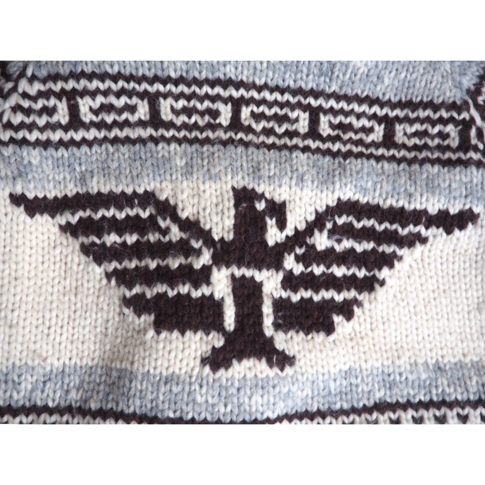 Vintage VTG Cream Gray Thunderbird Eagle Heavy Wool Zip Cowichan Sweater Mens M Size US M / EU 48-50 / 2 - 7 Thumbnail