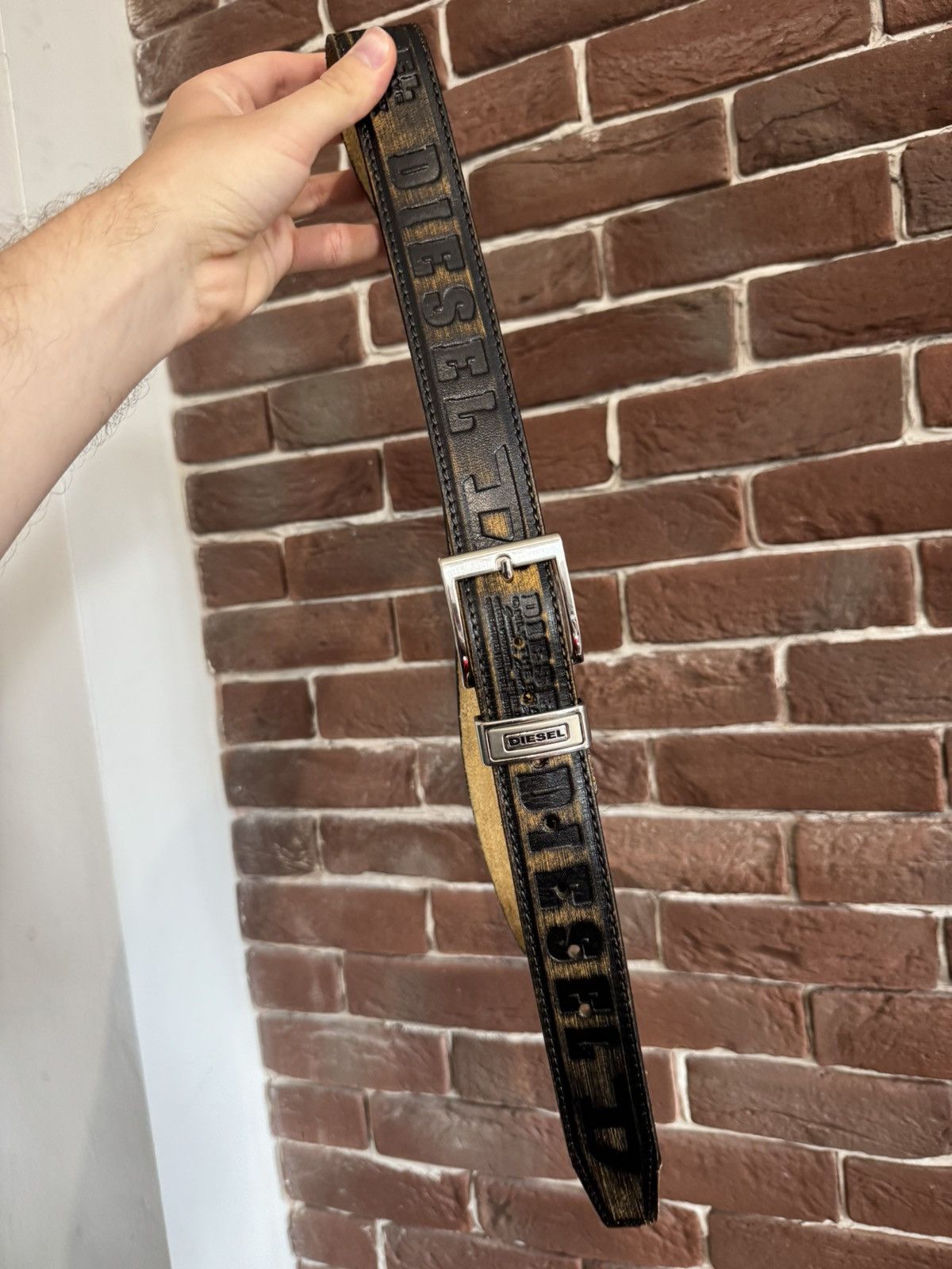 Diesel Diesel Logo Belt Black Leather Vintage Y2k Hype Buckle Rare Size 36 - 6 Thumbnail