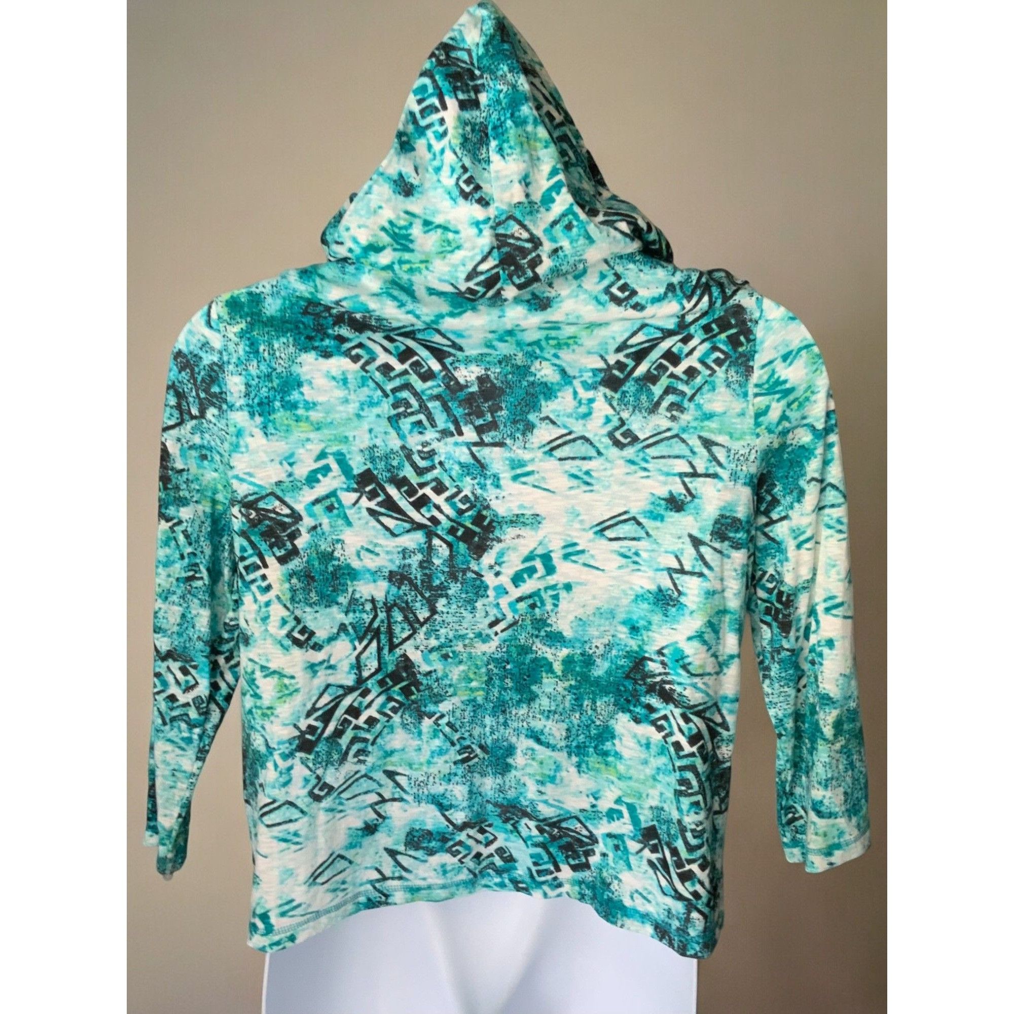 Chicos Chicos Womens Turquoise Lightweight Hooded Jacket Large Size L / US 10 / IT 46 - 7 Thumbnail