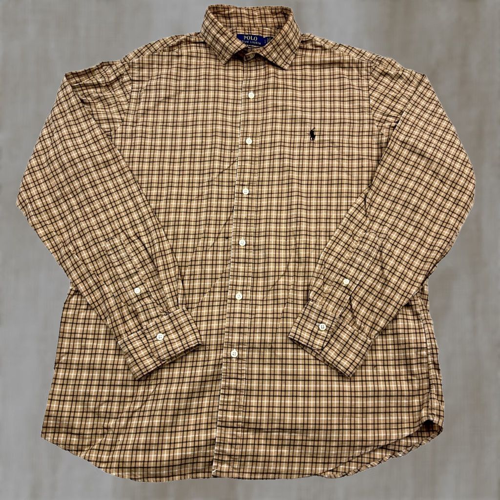 Polo Ralph Lauren Polo Ralph Lauren Men Large Brown Plaid Button Up Shirt Classic Fit Cotton Size US L / EU 52-54 / 3 - 1 Thumbnail