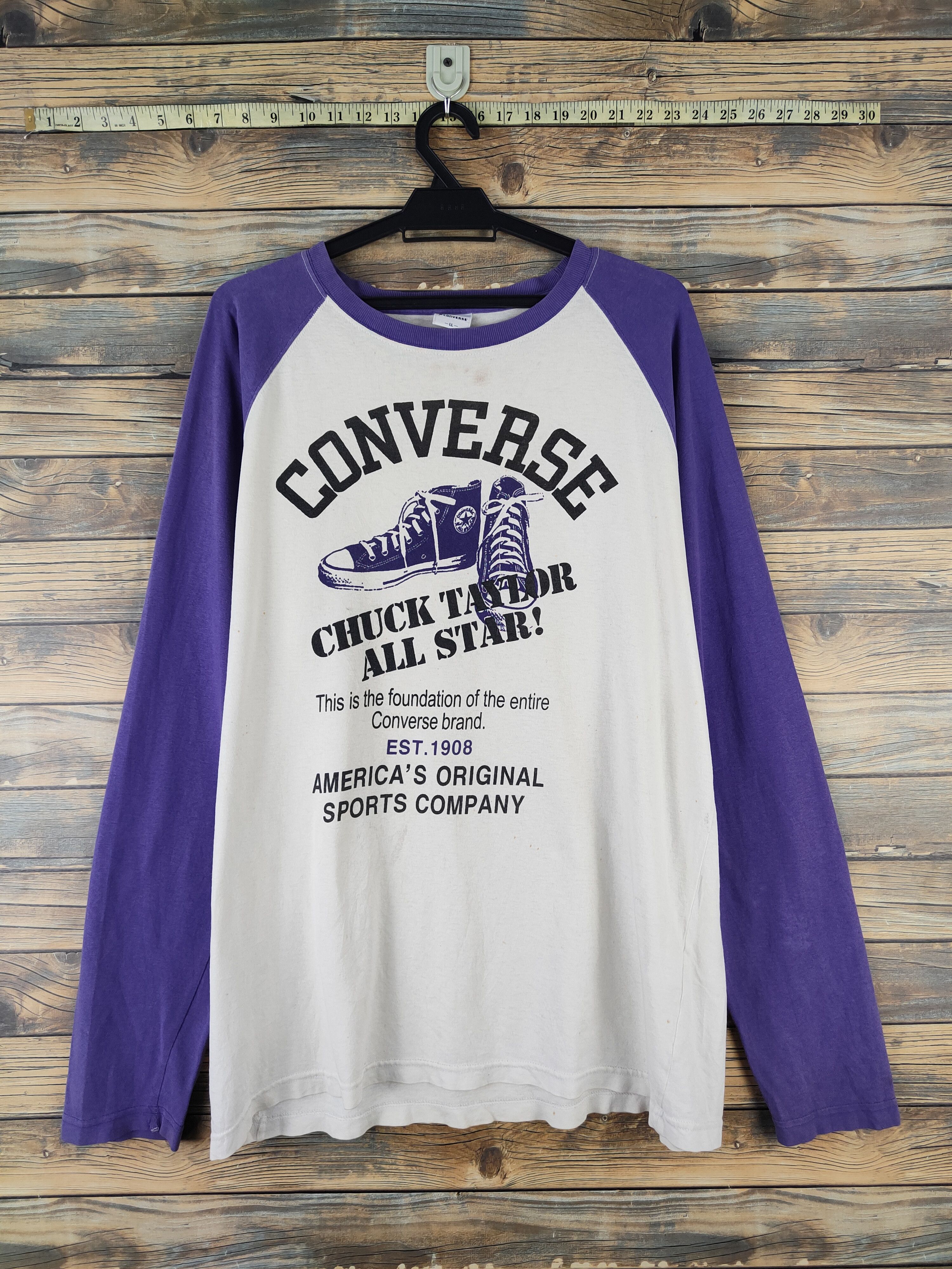 Converse DL Converse Purple White Long Sleeve T-shirts #1396 Size US L / EU 52-54 / 3 - 1 Thumbnail