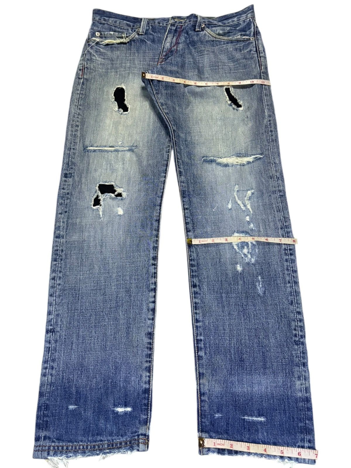 Japanese Brand Vintage Japanese Brand Faded Wash Distressed Patched Jeans Size US 33 - 14 Thumbnail