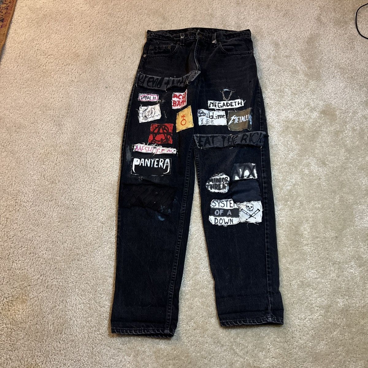 Levi's Vintage Clothing Vintage 550 Levi Strauss Custom Handmade Black Denim Punk Size US 32 / EU 48 - 6 Thumbnail