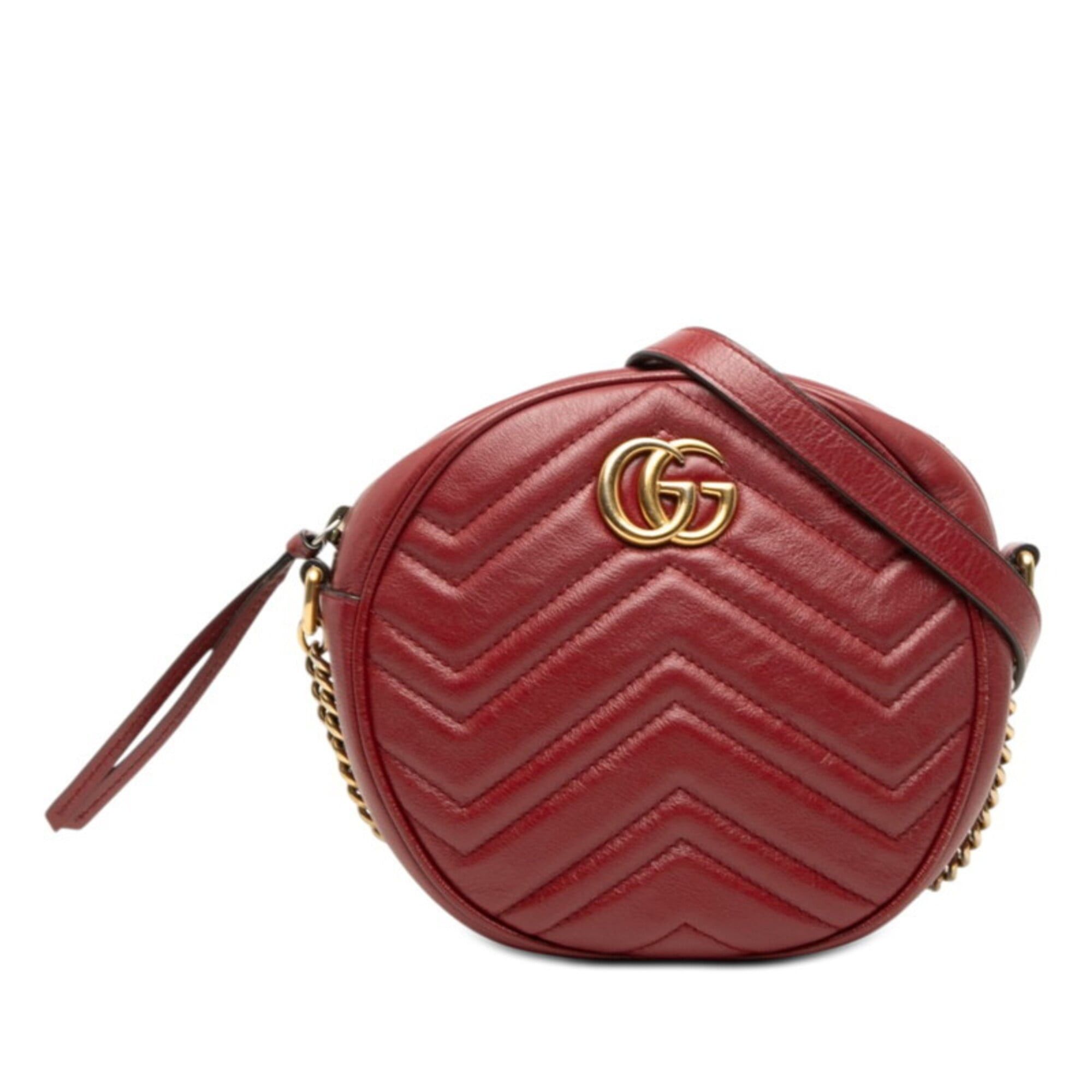 Gucci Gucci GG Marmont Quilted Chain Shoulder Bag 550154 Red Leather Women's GUCCI Size ONE SIZE - 1 Thumbnail