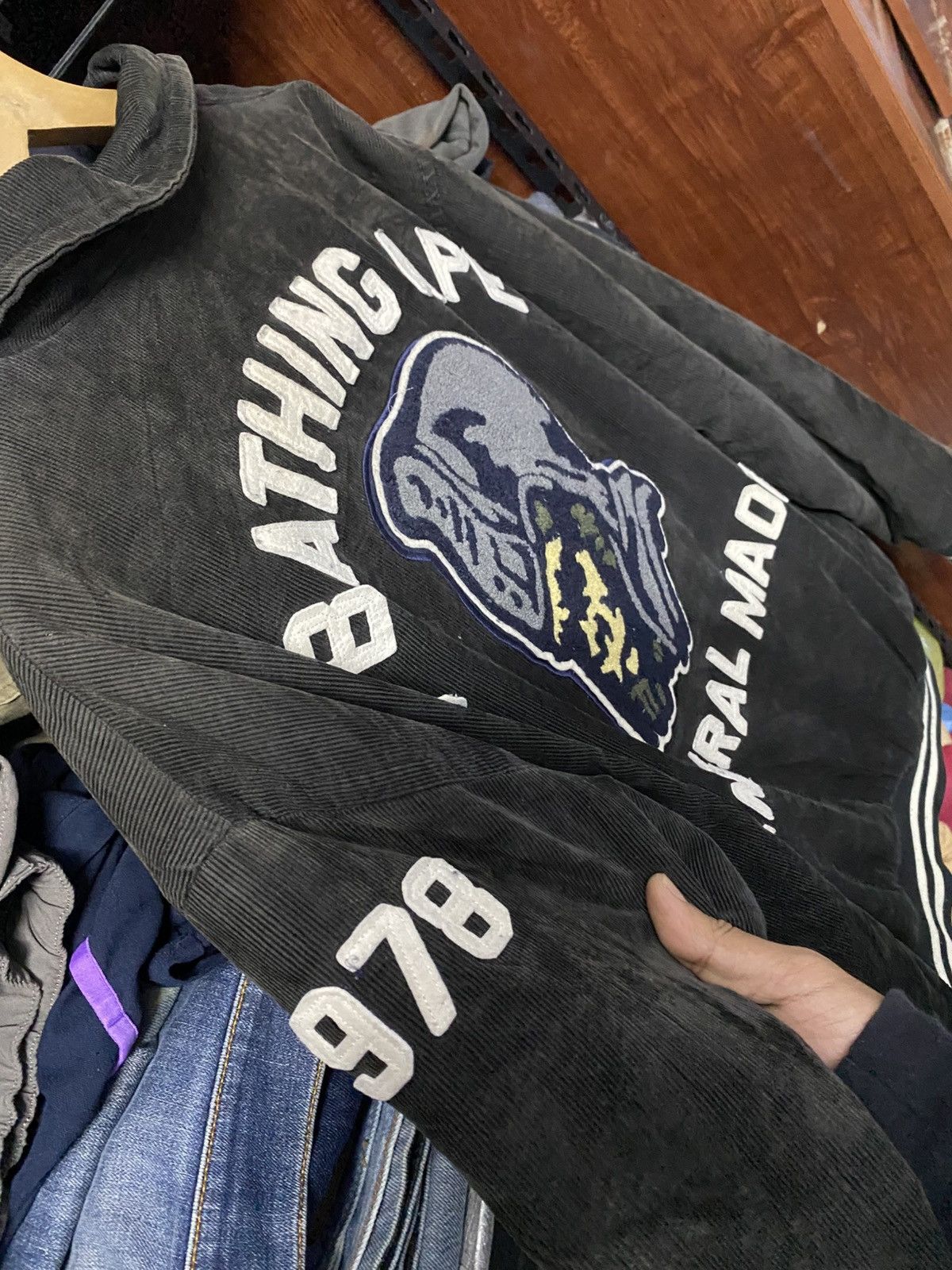 Bape Vintage 90s Bape General Made 978 Corduroy Varsity Jacket Size US L / EU 52-54 / 3 - 4 Thumbnail