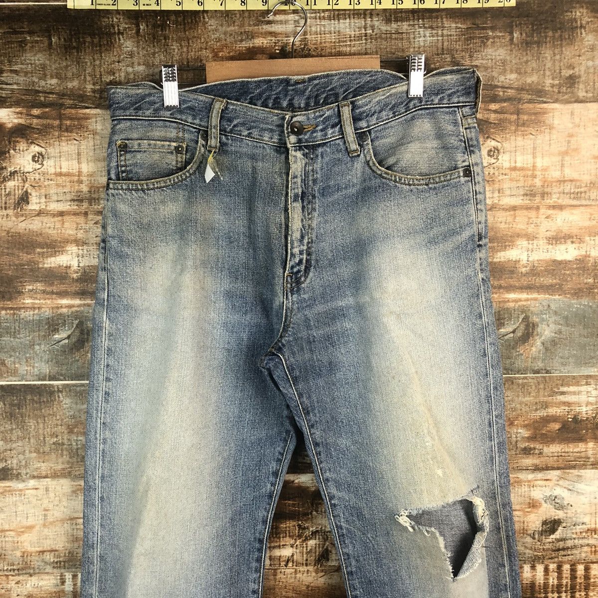 Japanese Brand DL Uniqlo Blue Distressed Denim Pants #C292 Size US 32 / EU 48 - 4 Thumbnail