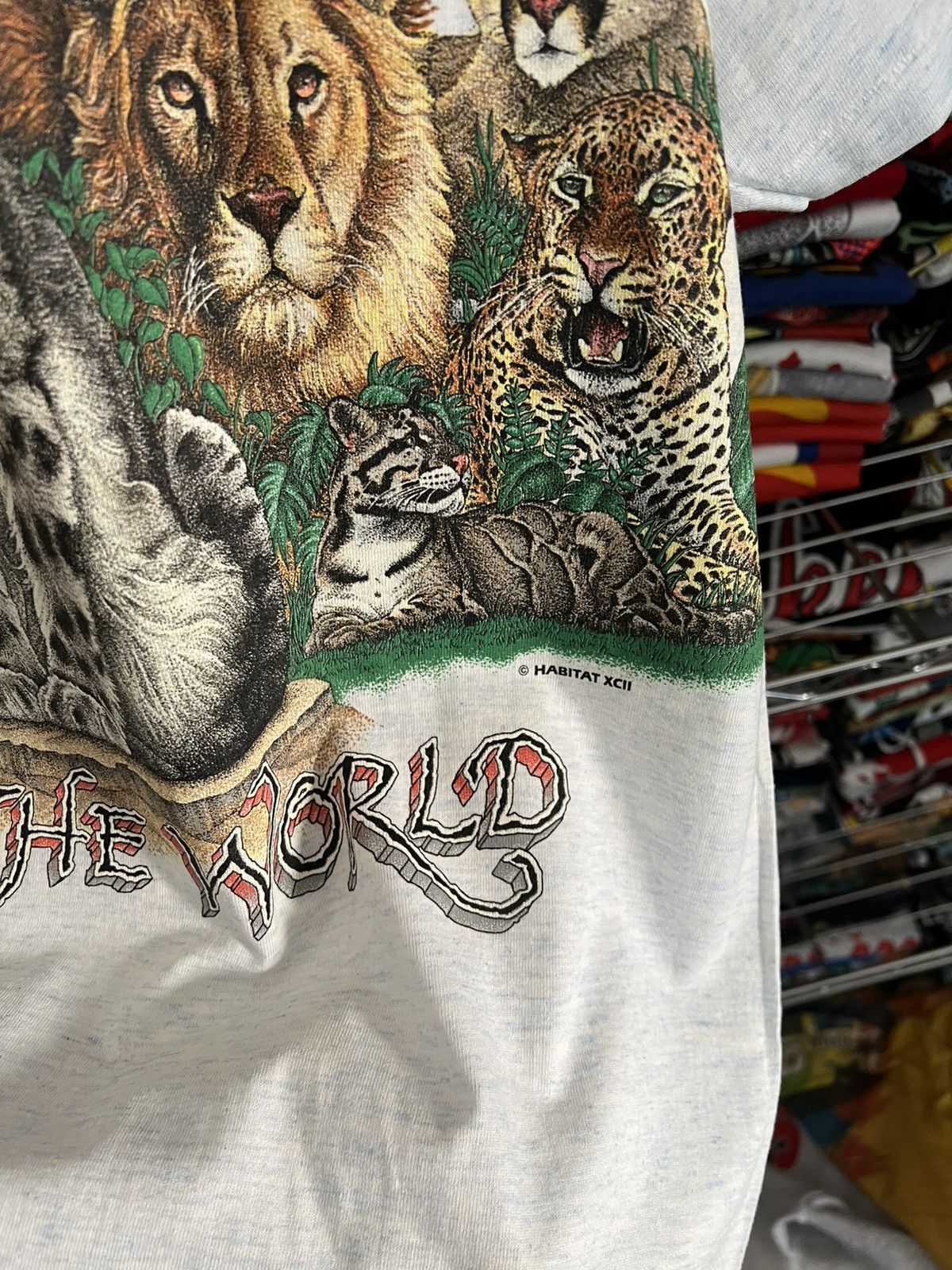 Habitat 1992 Cats of the World Animal Nature Single Stitch Tee Size US L / EU 52-54 / 3 - 7 Thumbnail