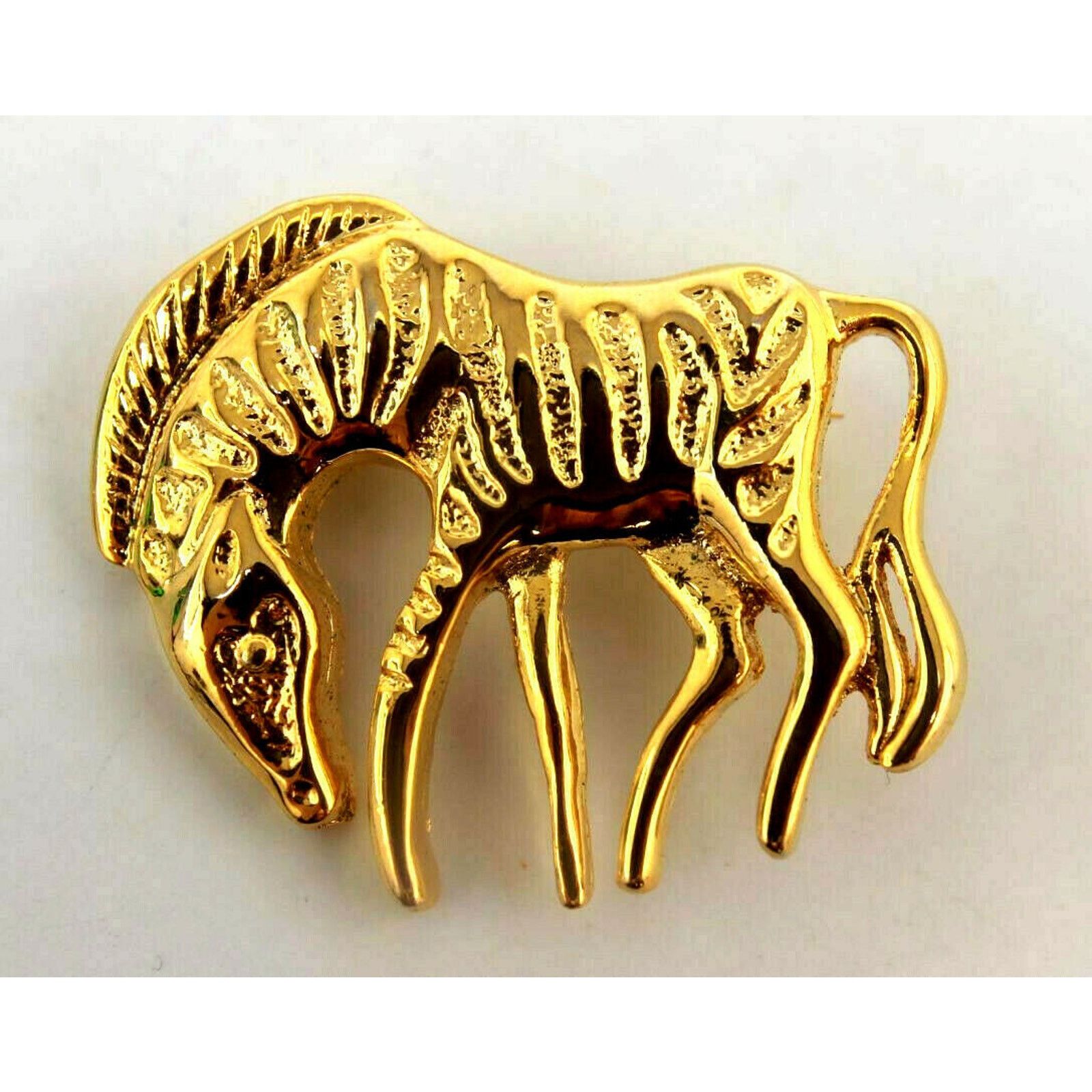 Other Stylized Zebra Brooch Goldtone Metal 1-3/4" Size ONE SIZE - 1 Thumbnail
