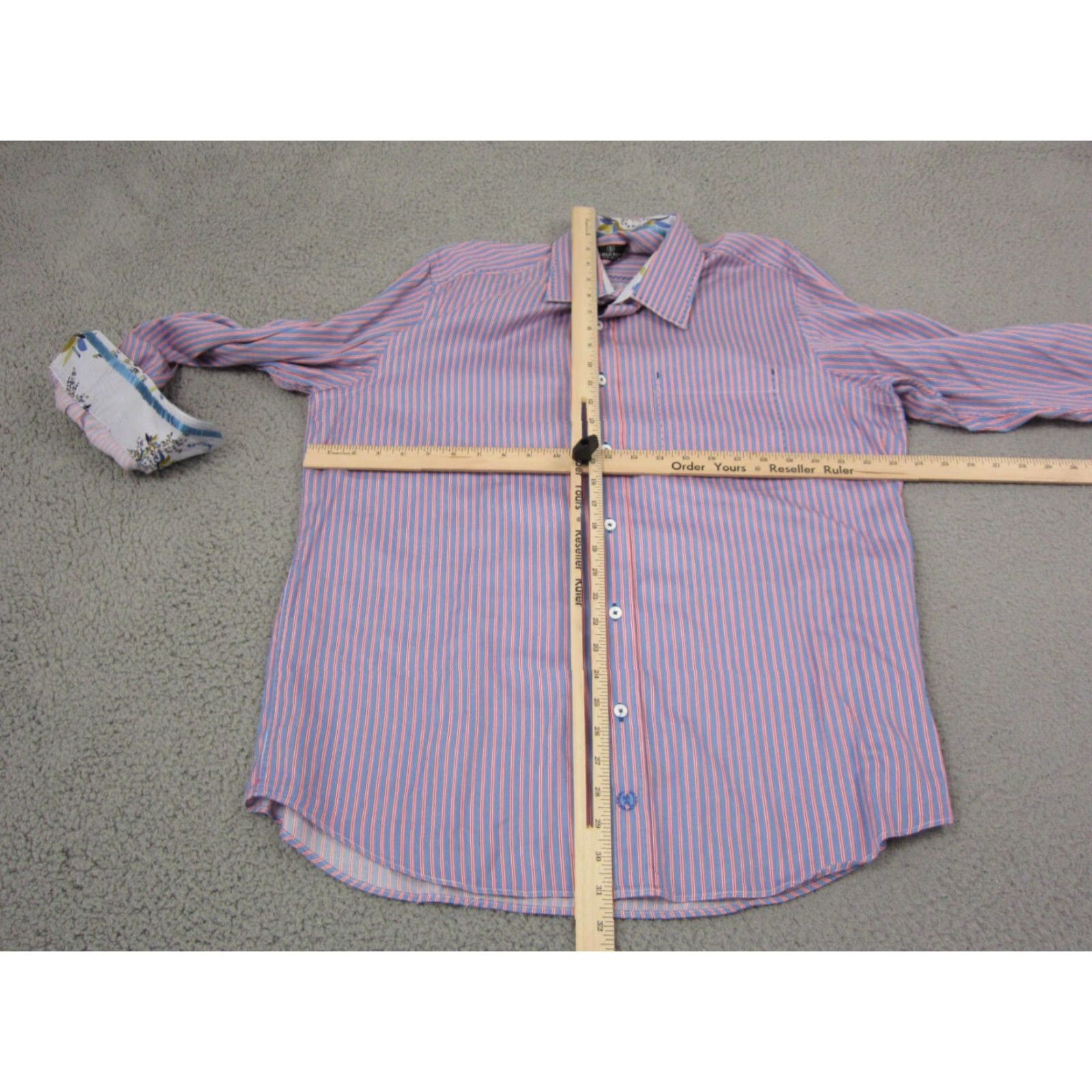 BUGATCHI Bugatchi Shirt Adult Large Button-Up Colorful Blue Red Pink Flip Cuff Mens Size US L / EU 52-54 / 3 - 7 Thumbnail