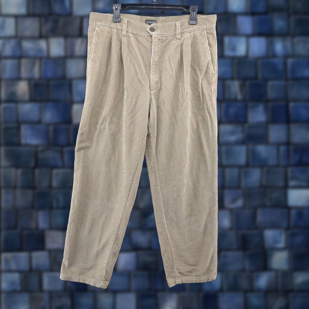 Vintage St. John's Bay Corduroy Pants Men Beige 38x34 Relaxed Fit - Belt Loops, Front Pleated, 34 Inseam, Cotton, Tan Size US 38 / EU 54 - 1 Thumbnail