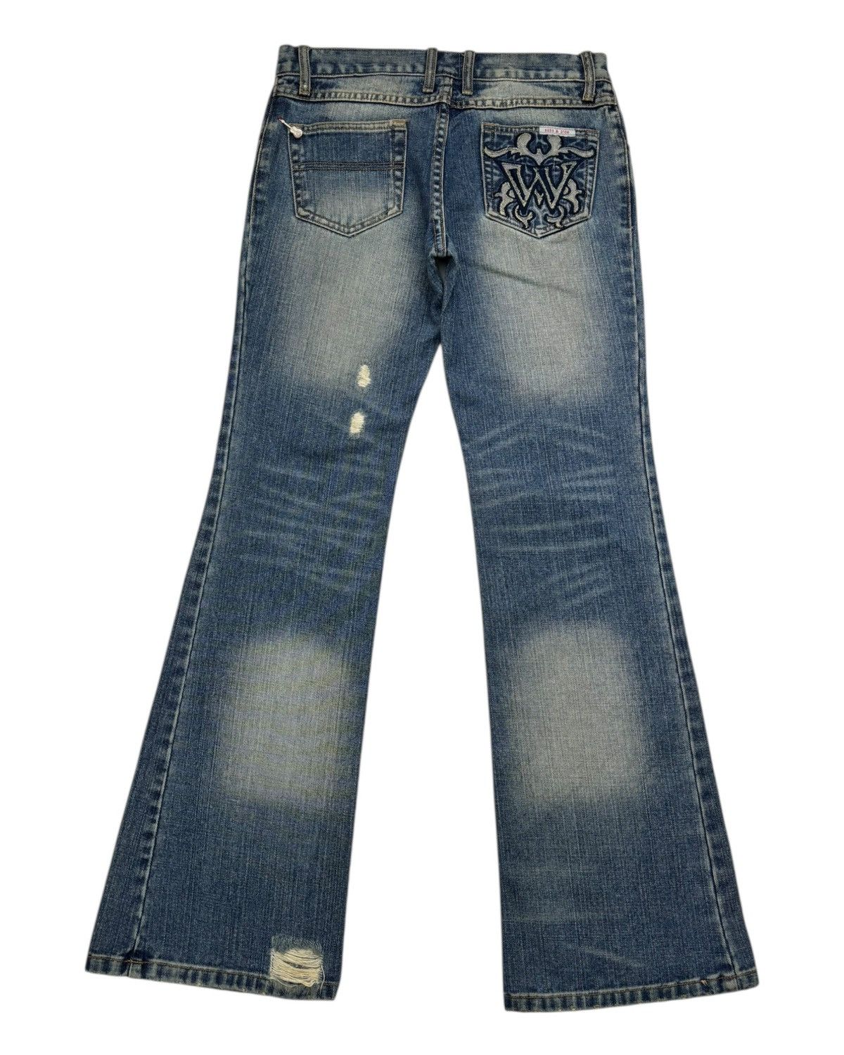 If Six Was Nine × Japanese Brand Flare Jeans Sass & Bide Sydney Distressed Flare Denim Jeans Size 30" / US 8 / IT 44 - 7 Thumbnail