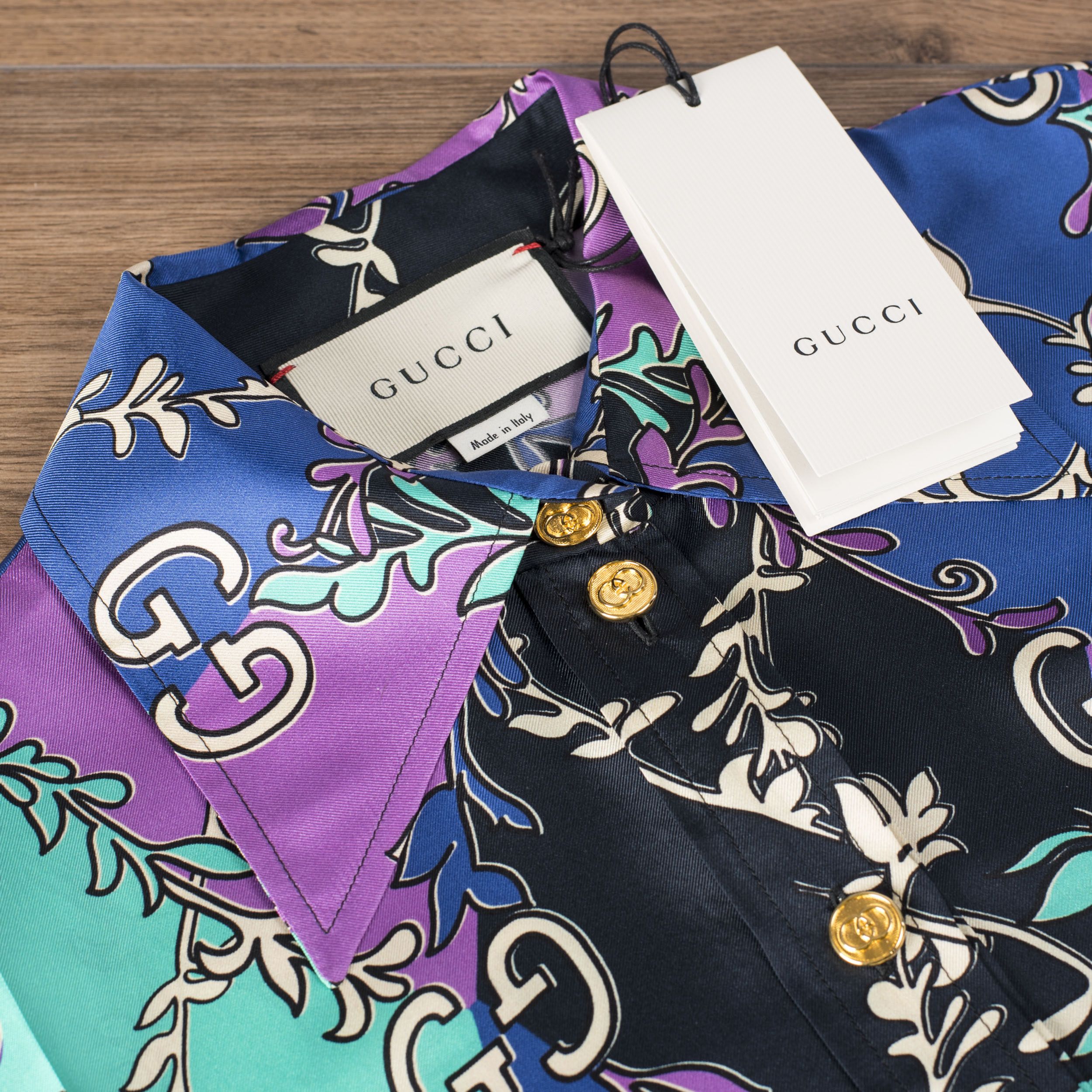 Gucci Silk GG Rhombus Ramage Shirt Dress With Chain Belt Size M / US 6-8 / IT 42-44 - 12 Thumbnail