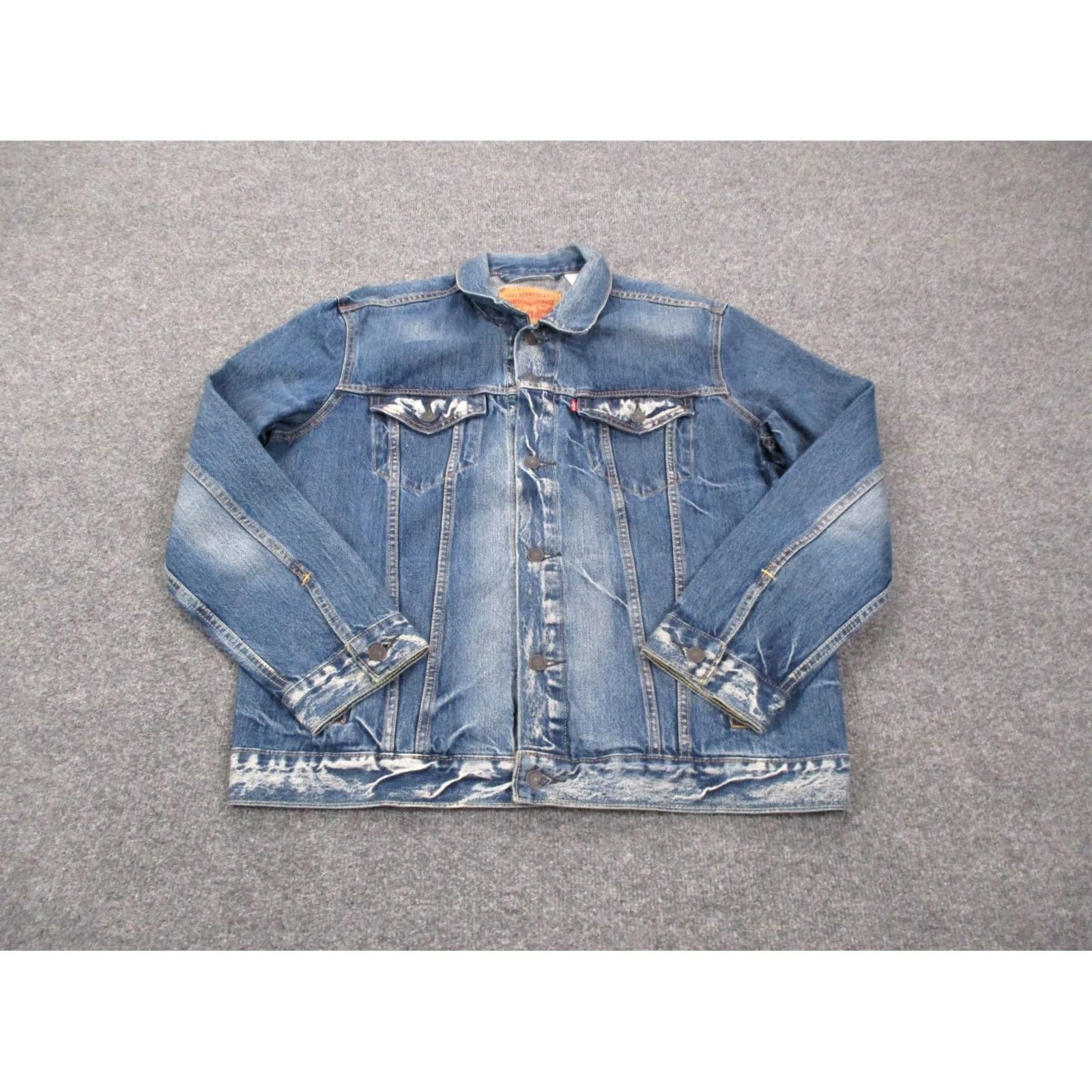 Levi's Levi's Jacket Mens XL Blue Denim Trucker Red Tab Jean Workwear Biker, Leather? (Note: Original has no leather) Size US 36 / EU 52 - 2 Thumbnail