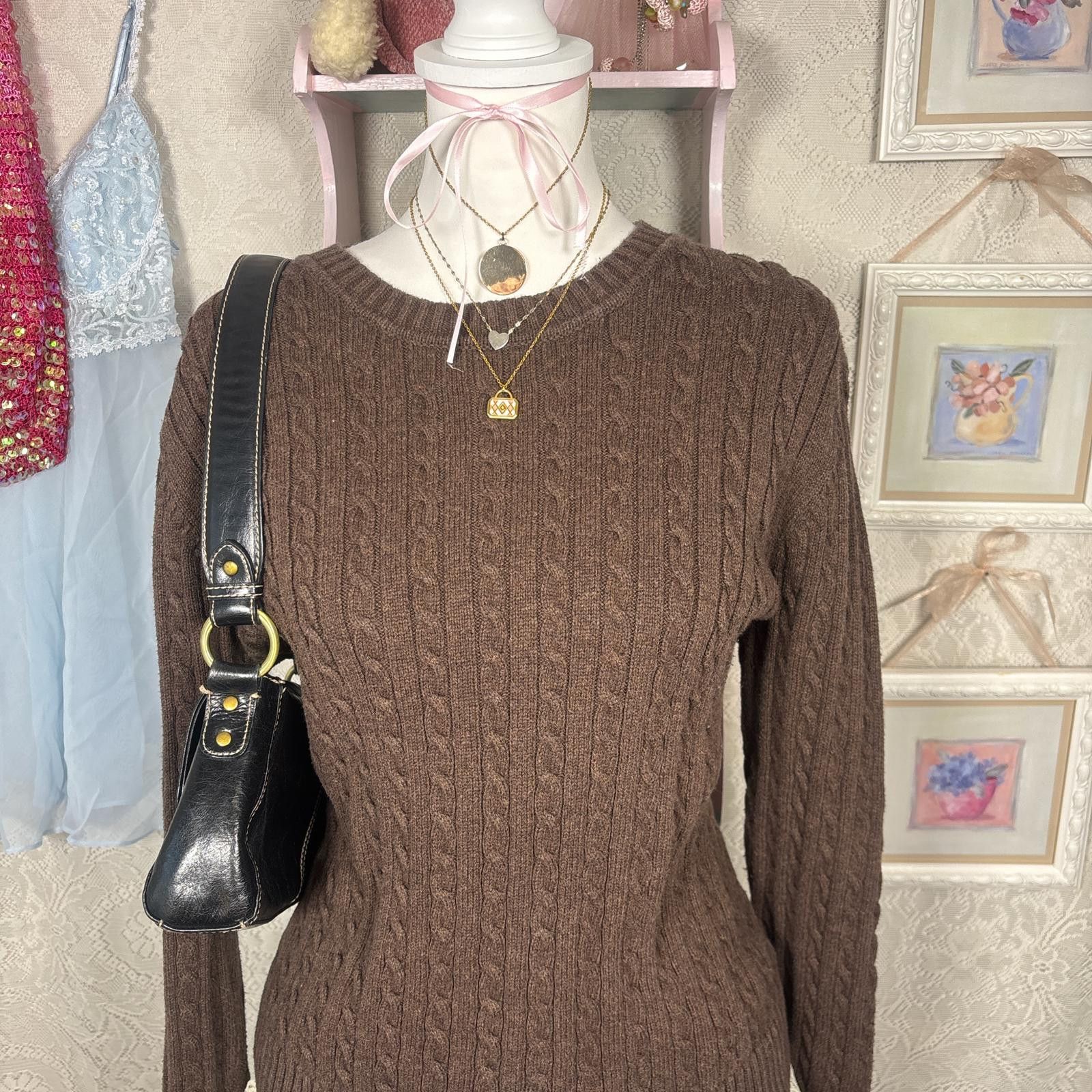 Croft & Barrow vintage Rory Gilmore brown knit sweater Size L / US 10 / IT 46 - 4 Thumbnail