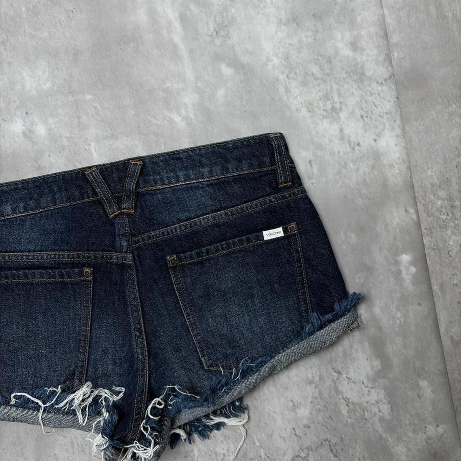 Volcom Y2K Dark Wash Volcom Stone Surf Grunge Mini Denim Shorts Size 42" / US 20 - 3 Thumbnail