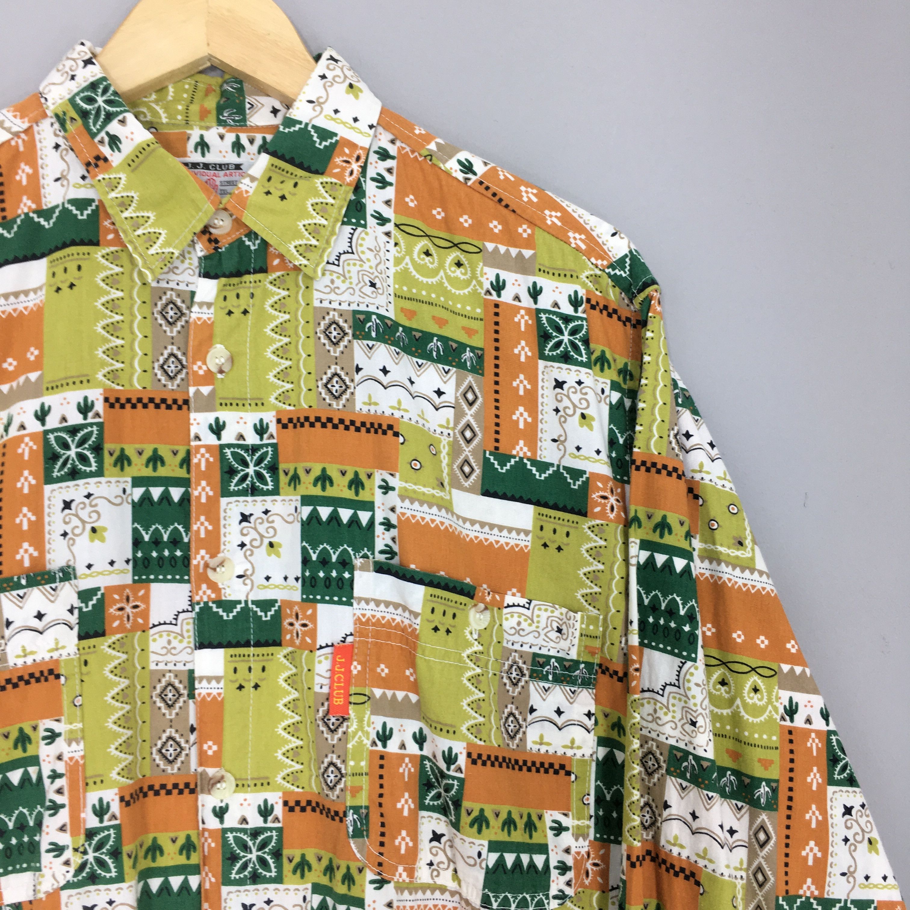 Japanese Brand Vintage Abstract Green Floral Casual Flannel Shirt Large Size US L / EU 52-54 / 3 - 2 Thumbnail