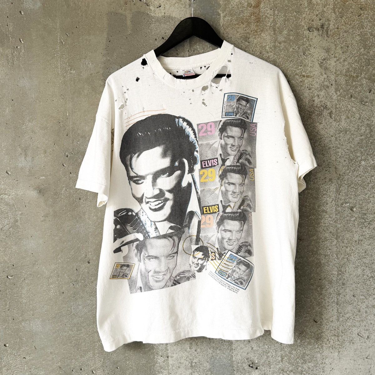 Vintage THRASHED Vintage 90s Elvis T-Shirt Size US XL / EU 56 / 4 - 3 Thumbnail