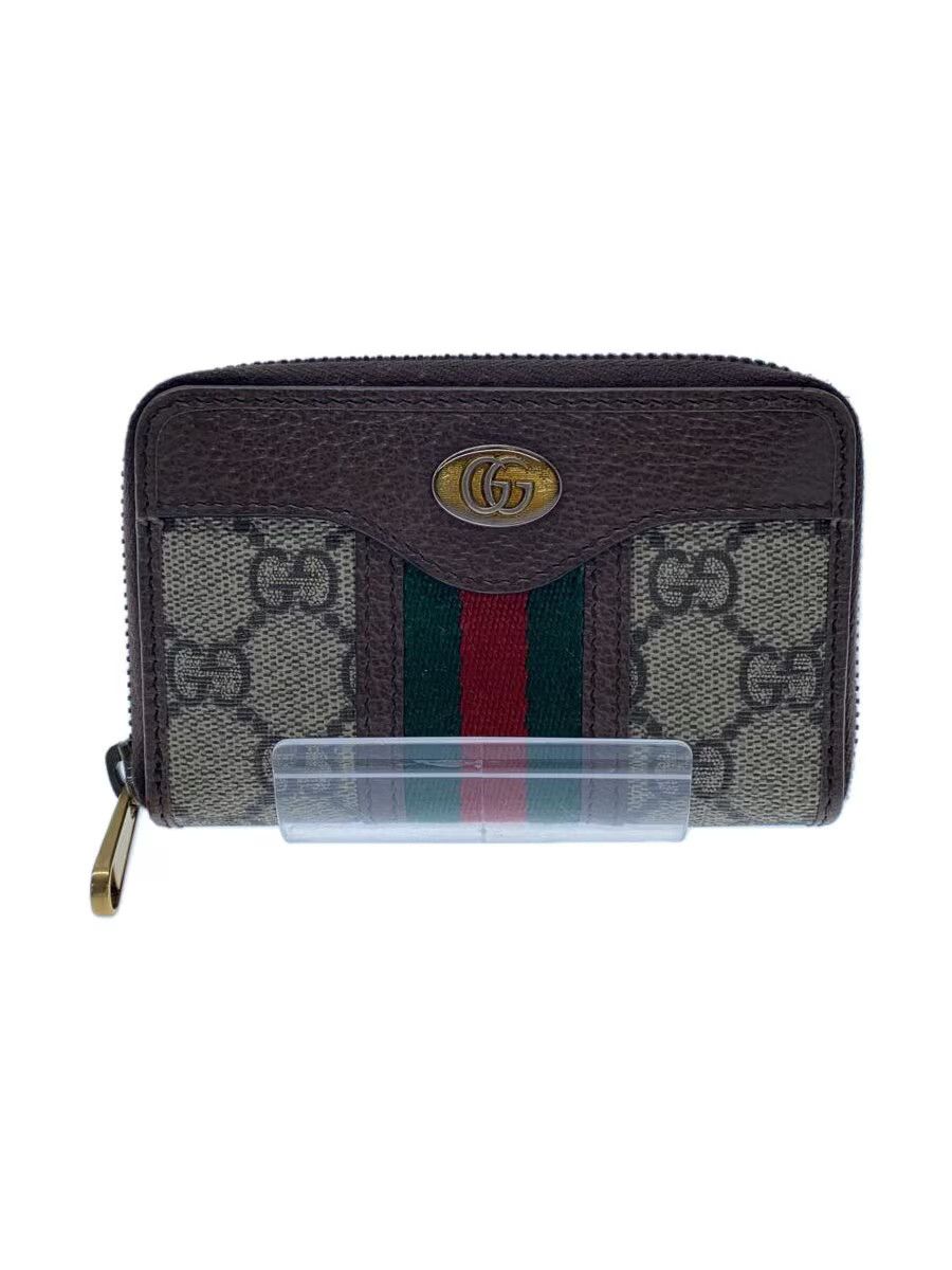 Gucci Gucci Leather Monogram Coin Case Brown Size ONE SIZE - 1 Thumbnail