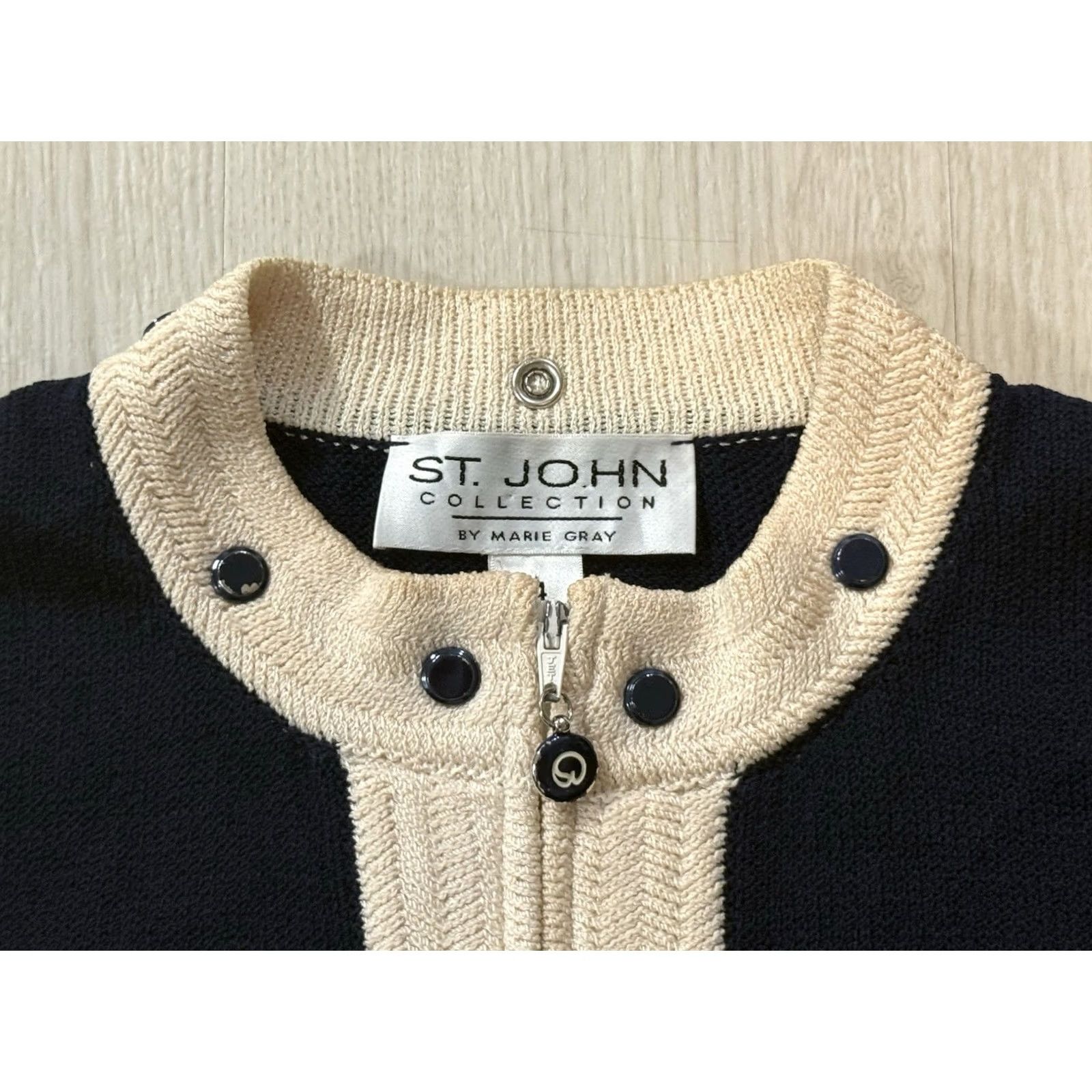 St. John St. John Collection Jacket Women Knit Wool Blue Size 4 Full Zip Buttons Studded Zipper Short Coat Fall Spring Winter Vintage No (with notes) Size S / US 4 / IT 40 - 3 Thumbnail