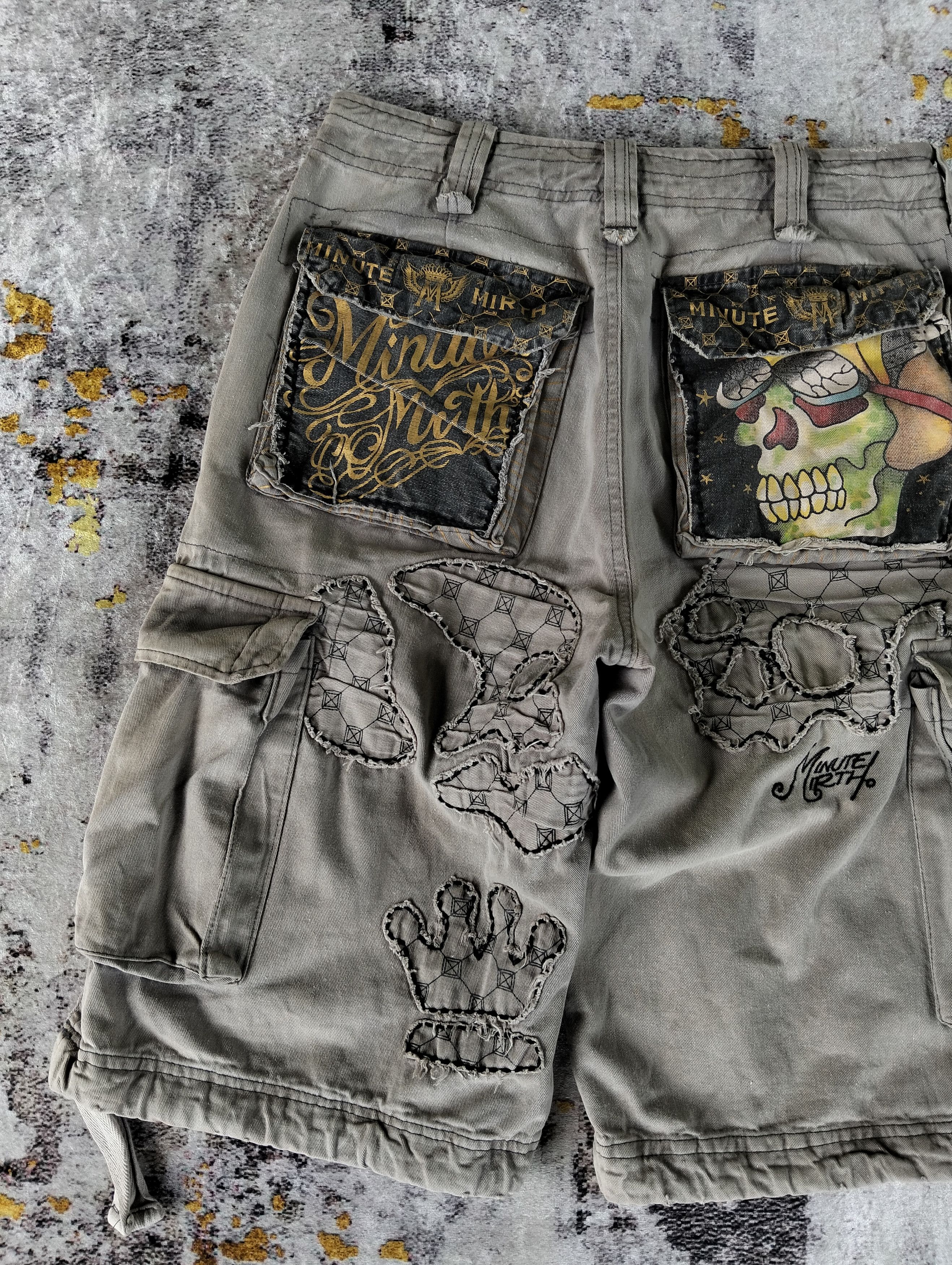 Hysteric Glamour Minute Mirth Skull Tattoo Embroidered Jorts Cargo Shorts Size US 29 - 8 Thumbnail